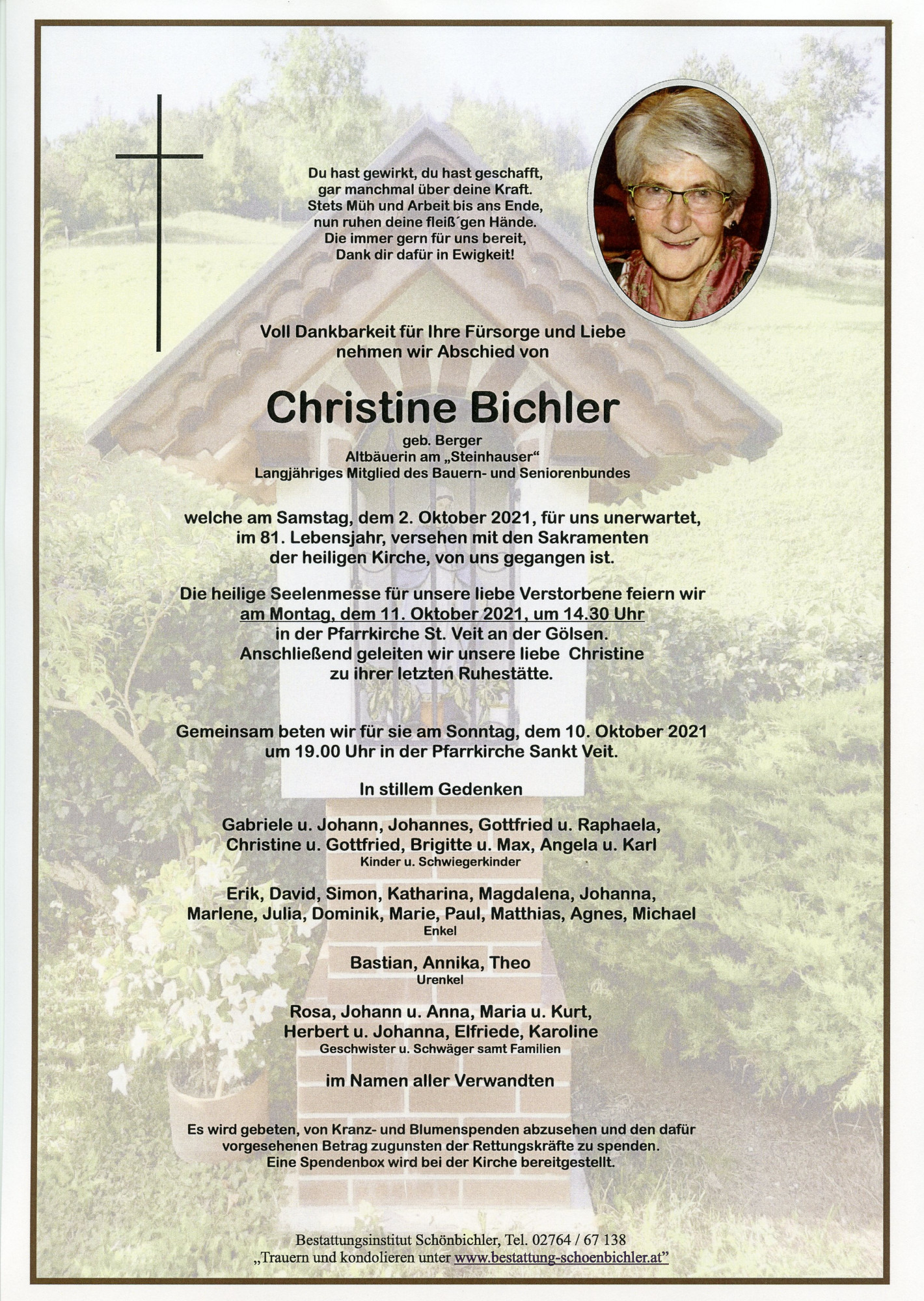 Traueranzeige von Christine Bichler