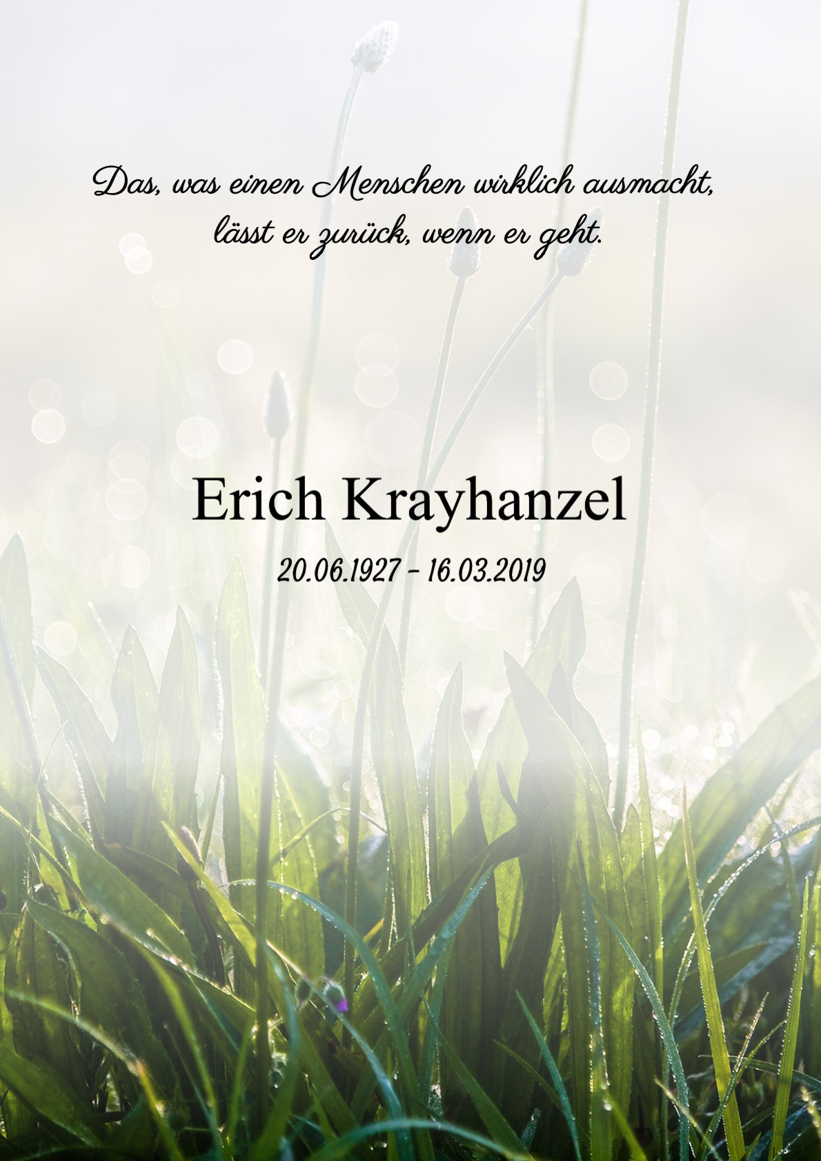 Traueranzeige von Erich Krayhanzel
