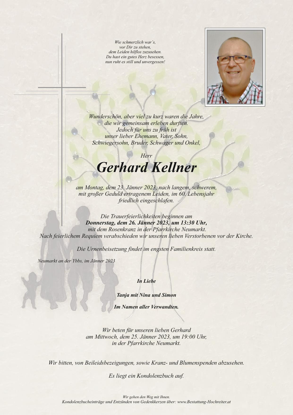 Traueranzeige von Gerhard Kellner