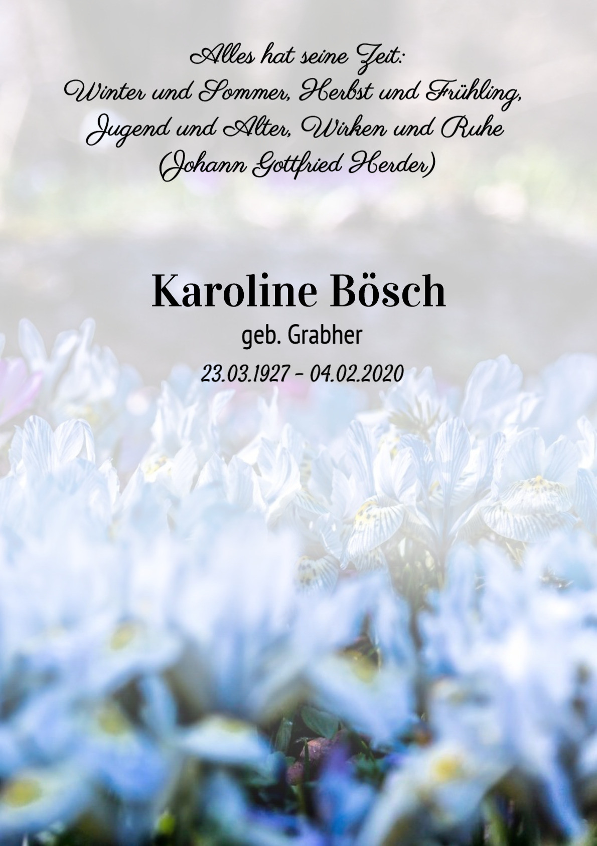 Traueranzeige von Karoline Bösch