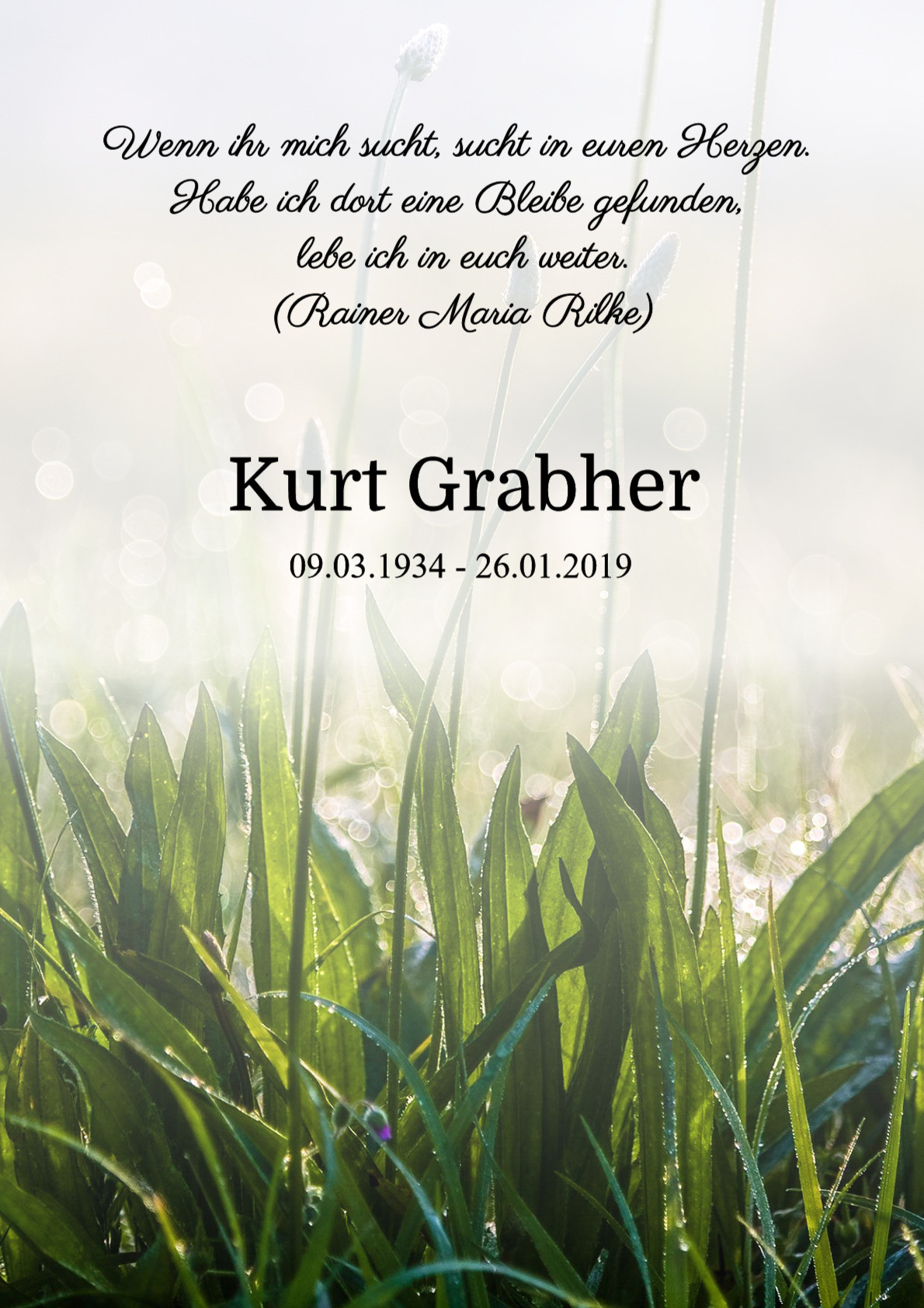 Traueranzeige von Kurt Grabher