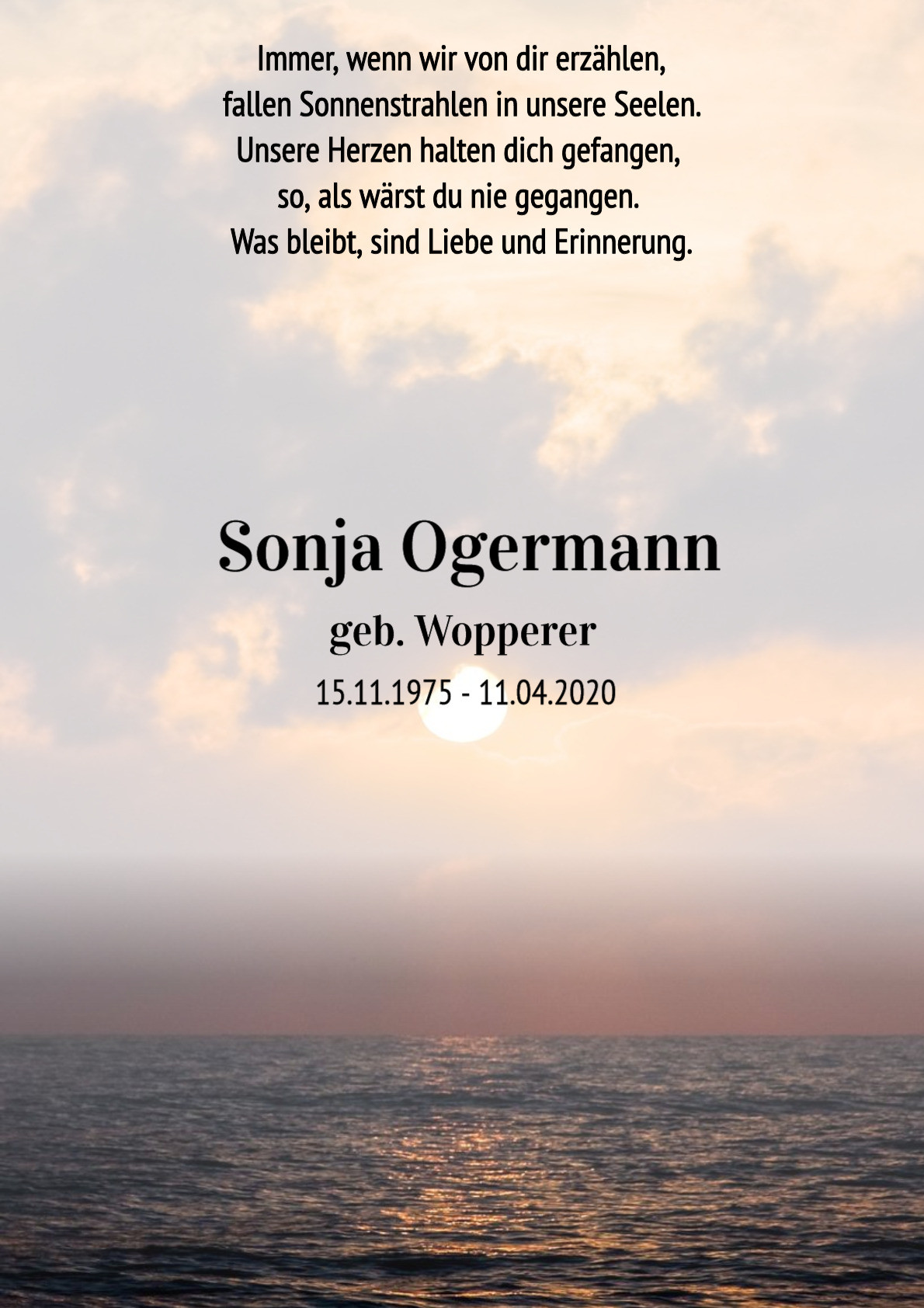 Traueranzeige von Sonja Ogermann