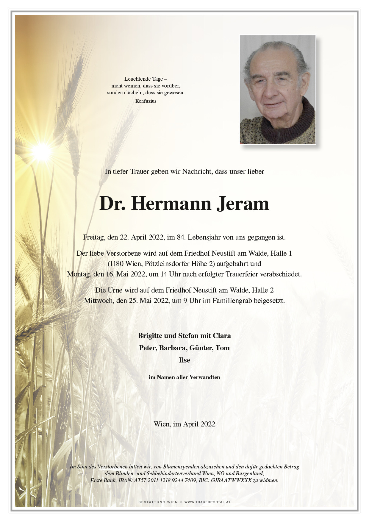 Traueranzeige von Dr. Hermann Jeram