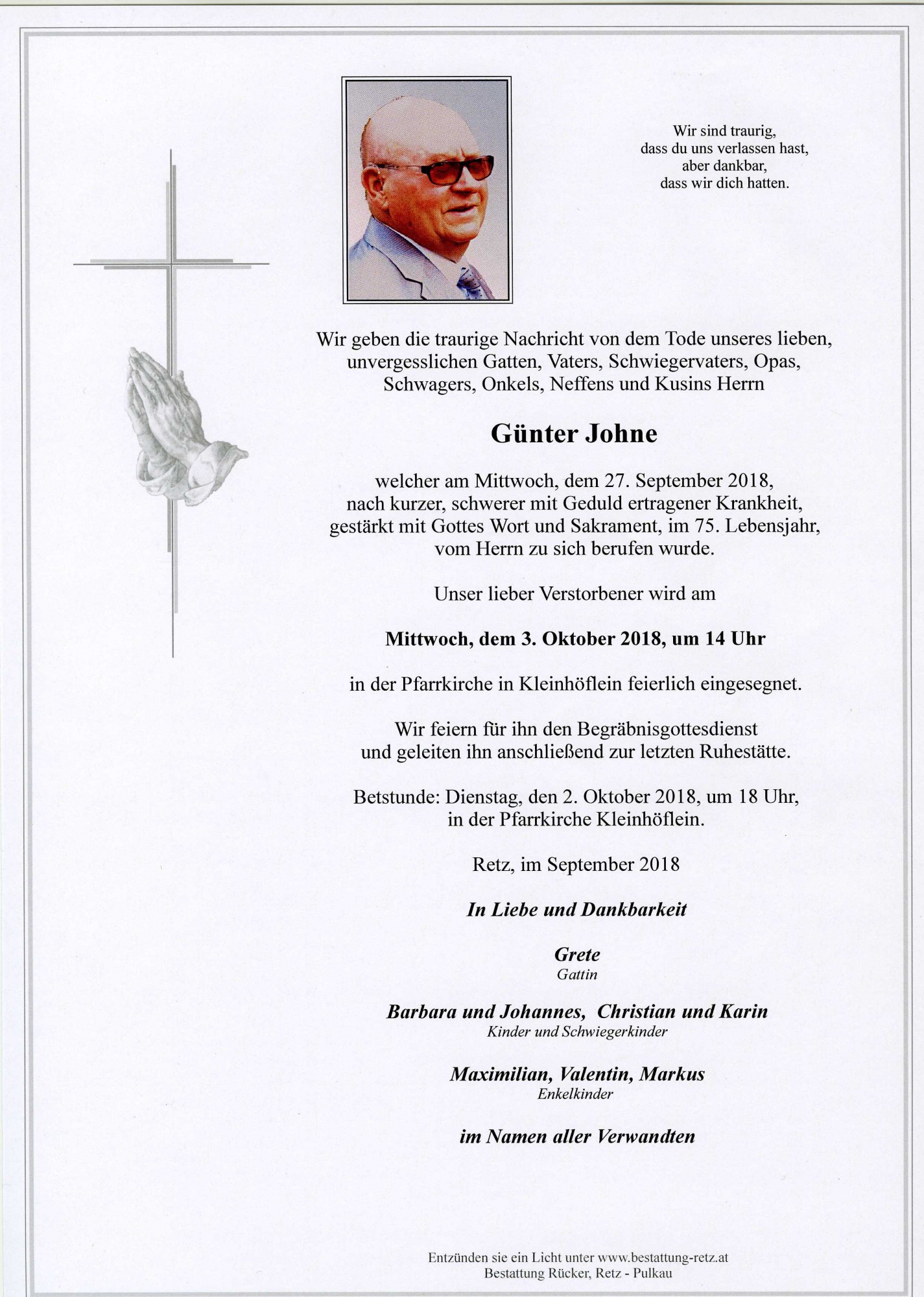 Traueranzeige von Günter Johne