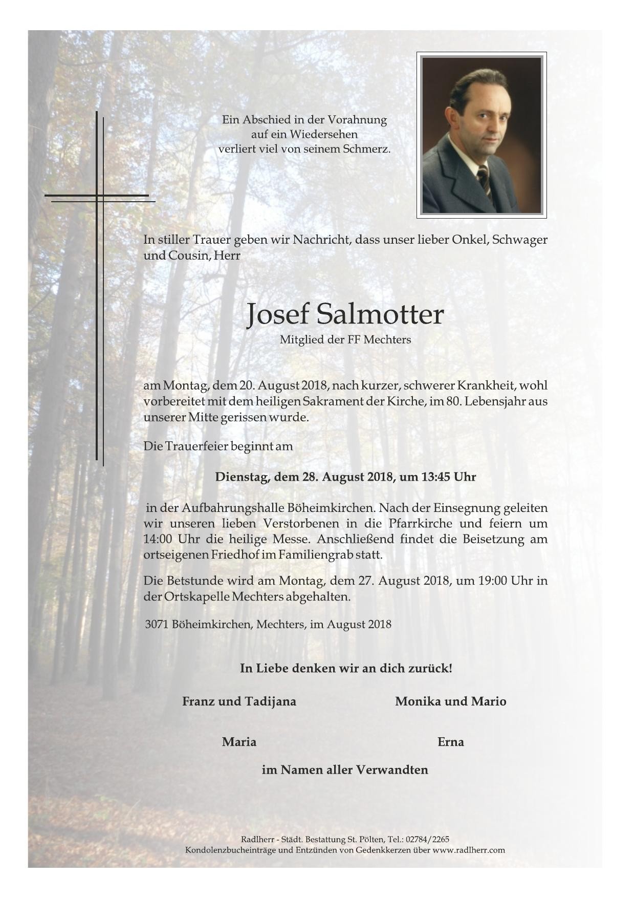 Traueranzeige von Josef Salmotter