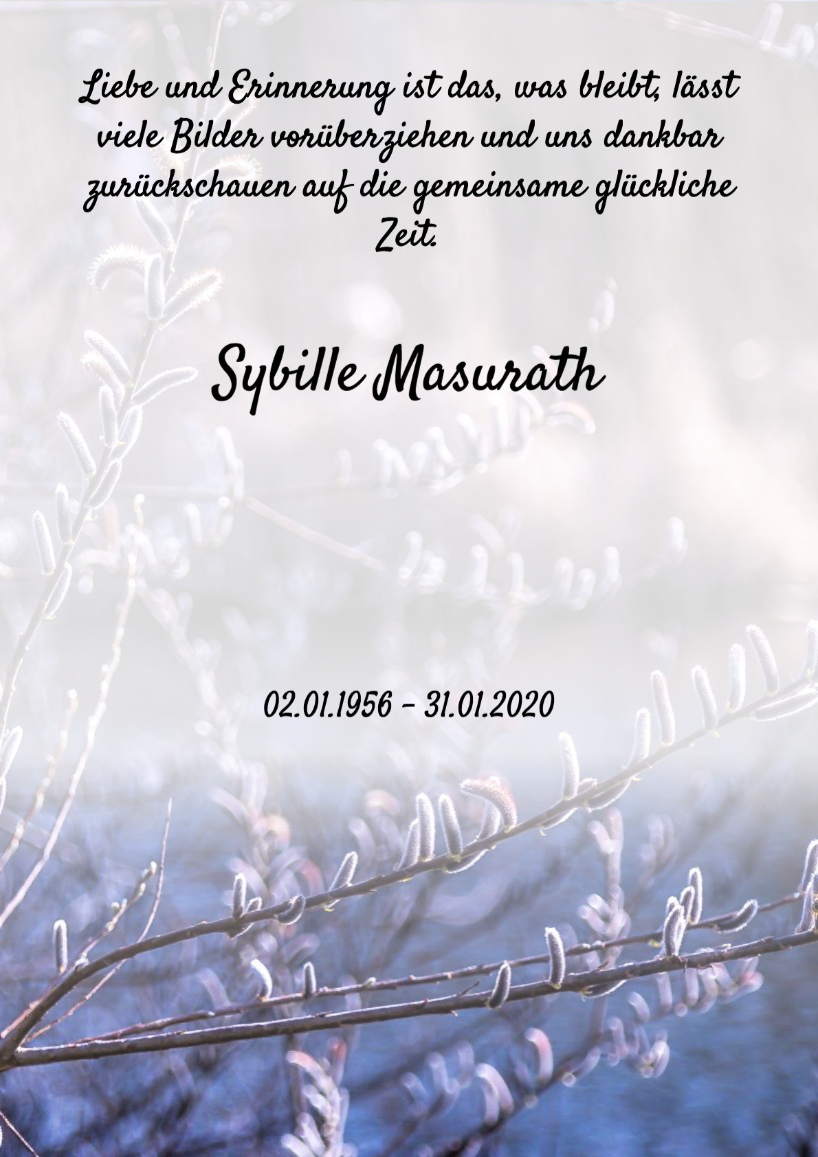 Traueranzeige von Sybille Masurath