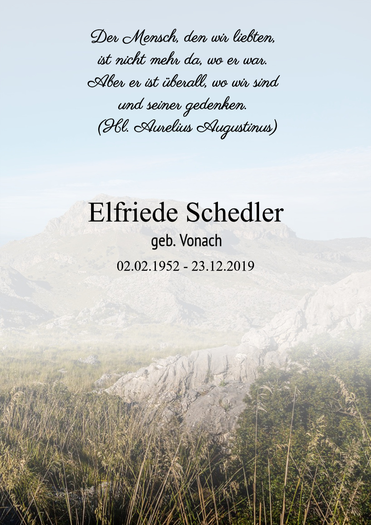 Traueranzeige von Elfriede Schedler