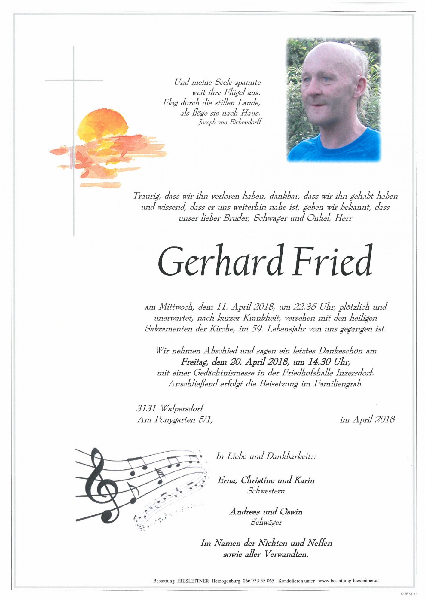 Traueranzeige von Gerhard Fried