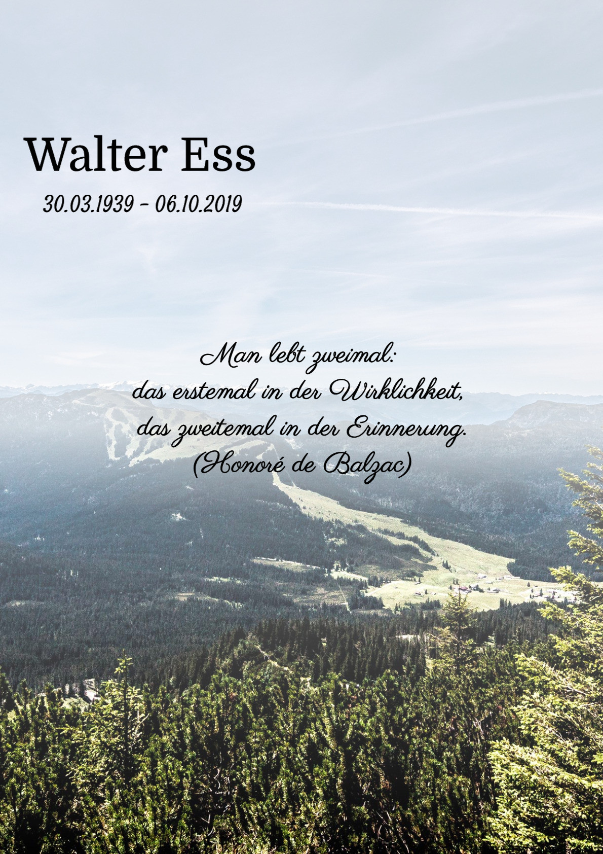 Traueranzeige von Walter Ess