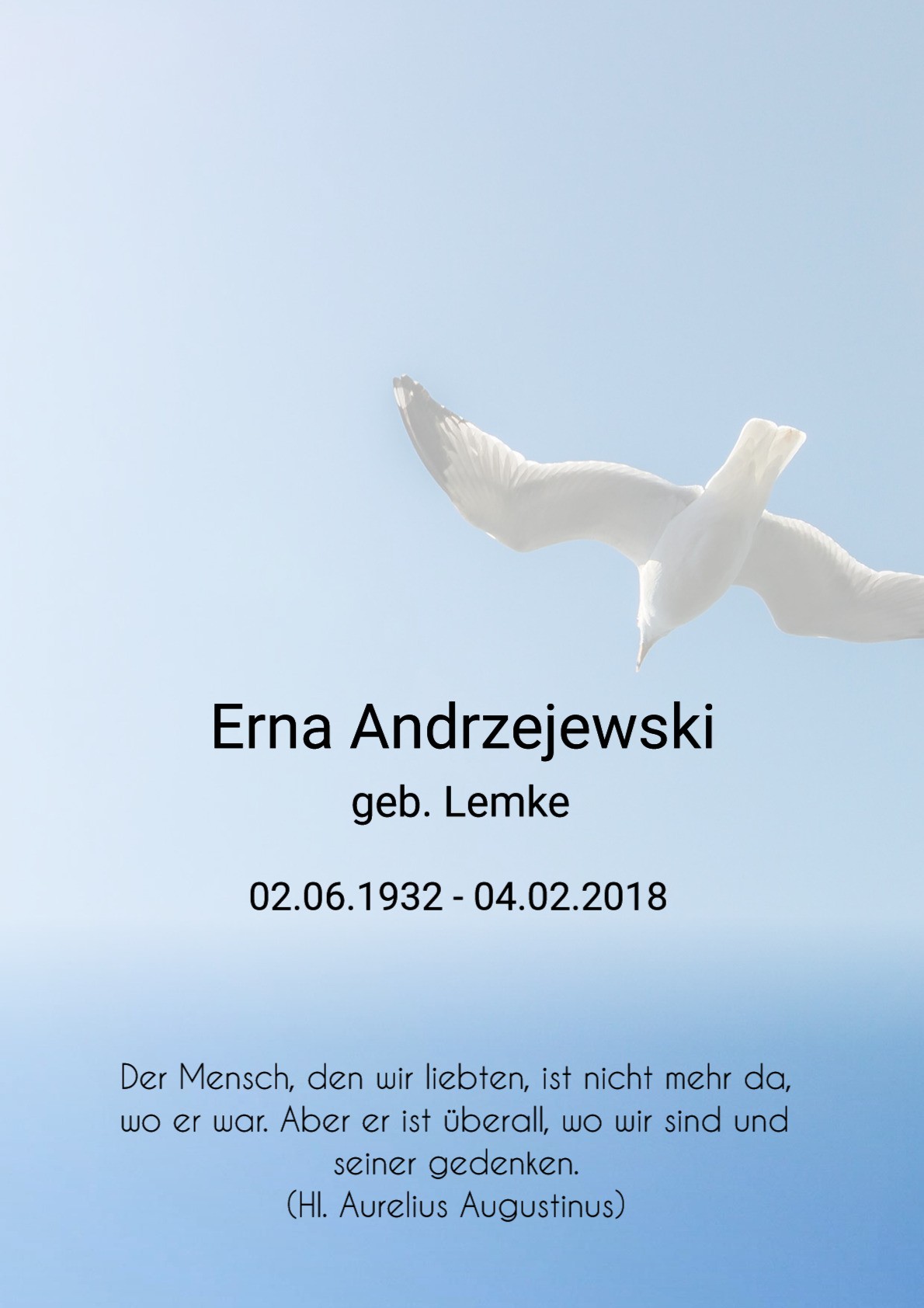 Traueranzeige von Erna Andrzejewski