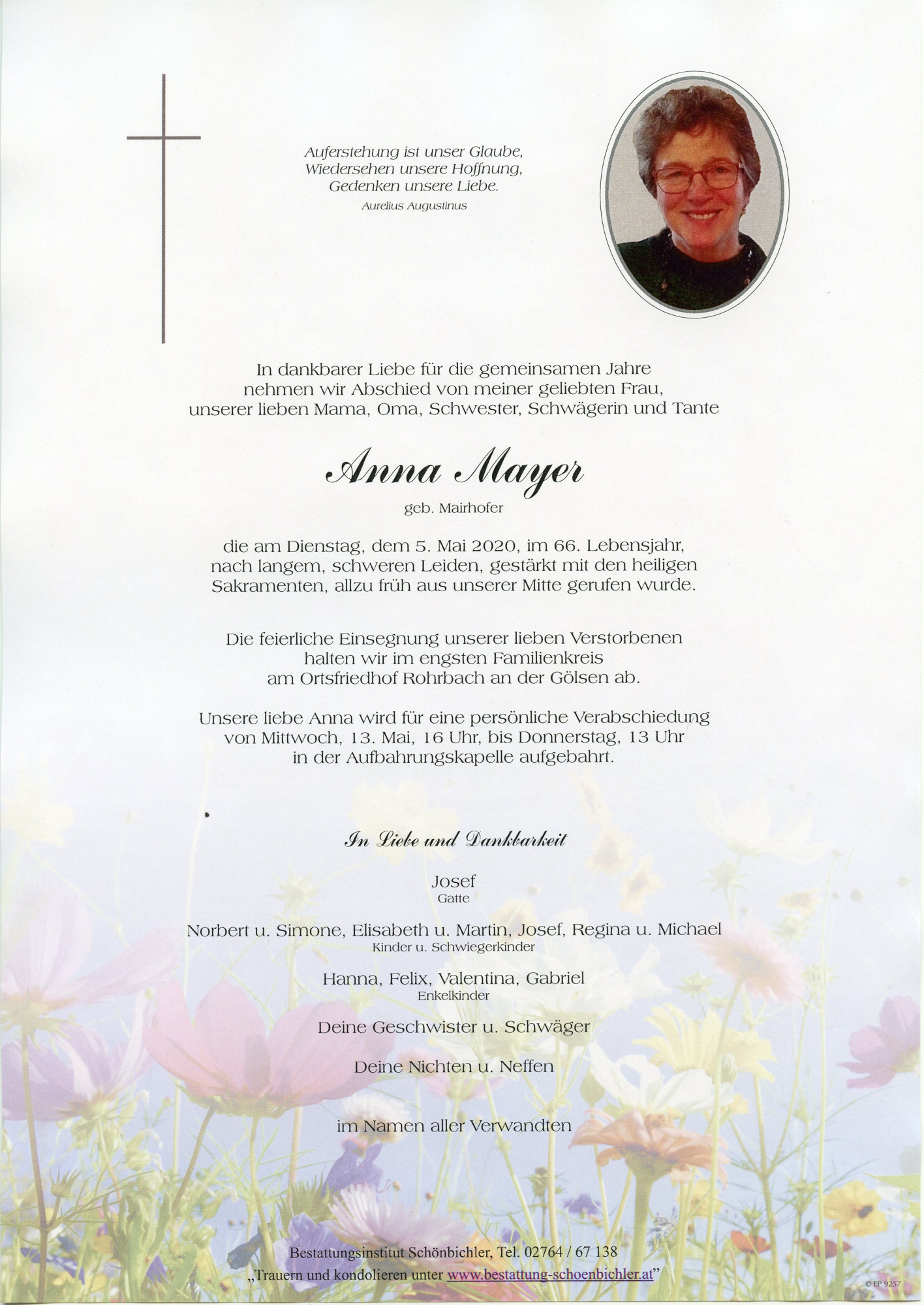 Traueranzeige von Anna Mayer