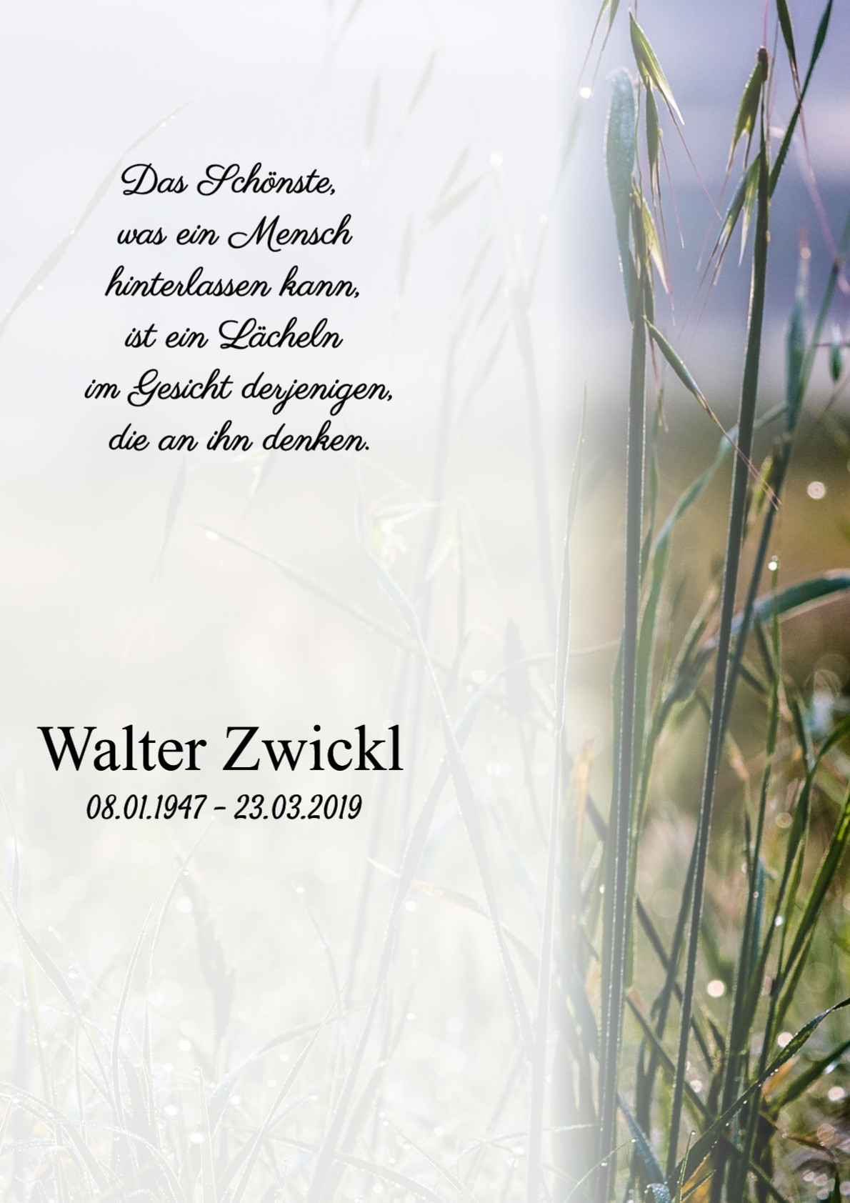 Traueranzeige von Walter Zwickl
