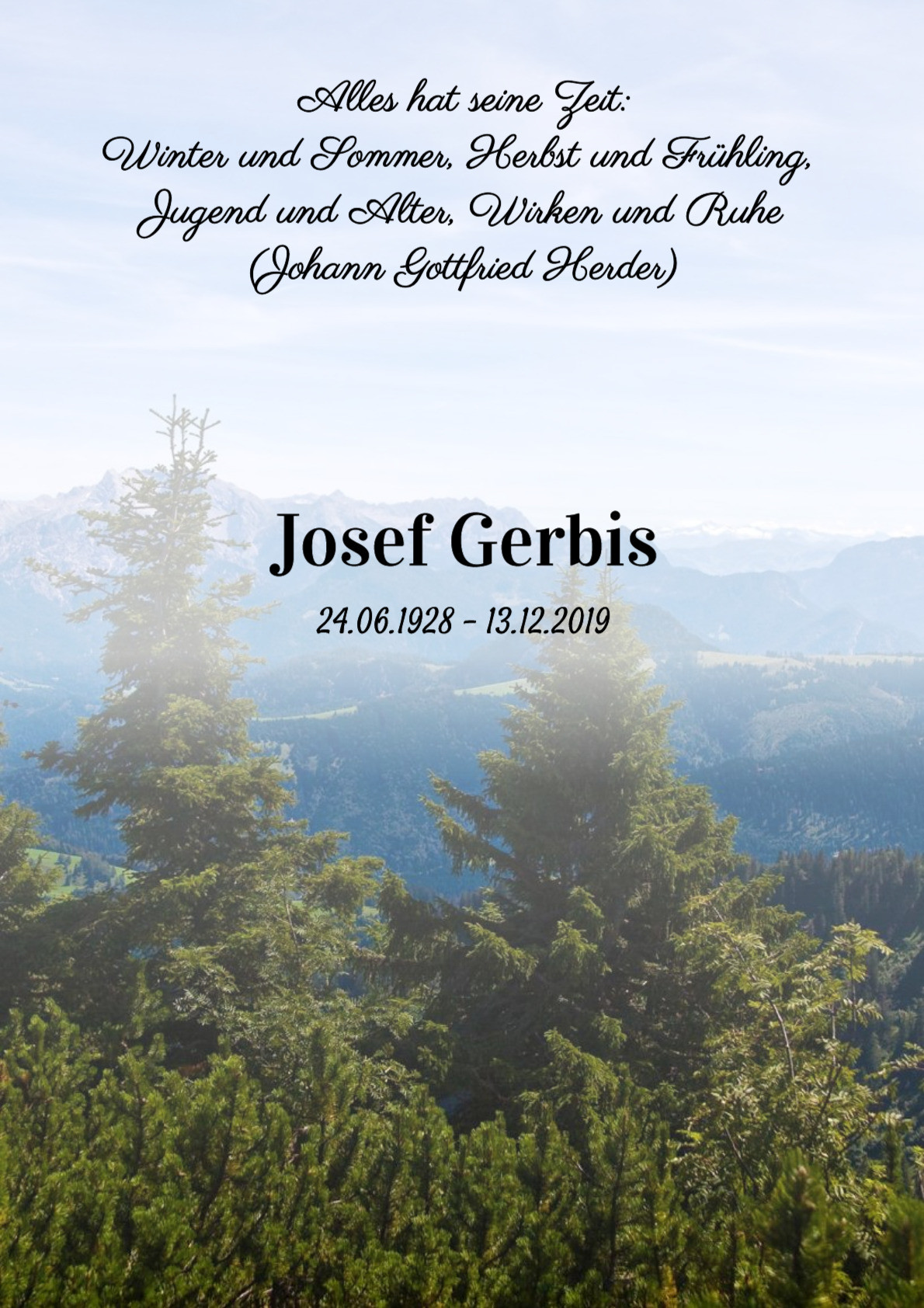 Traueranzeige von Josef Gerbis
