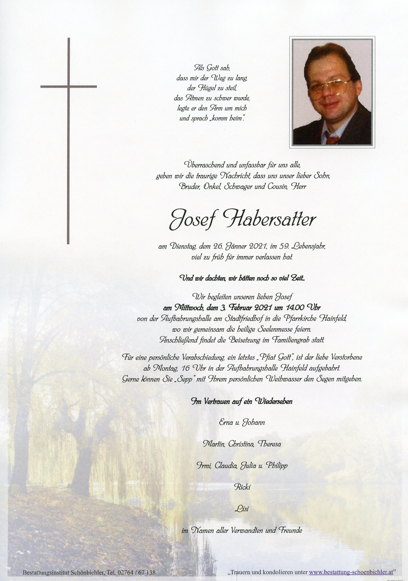 Traueranzeige von Josef Habersatter