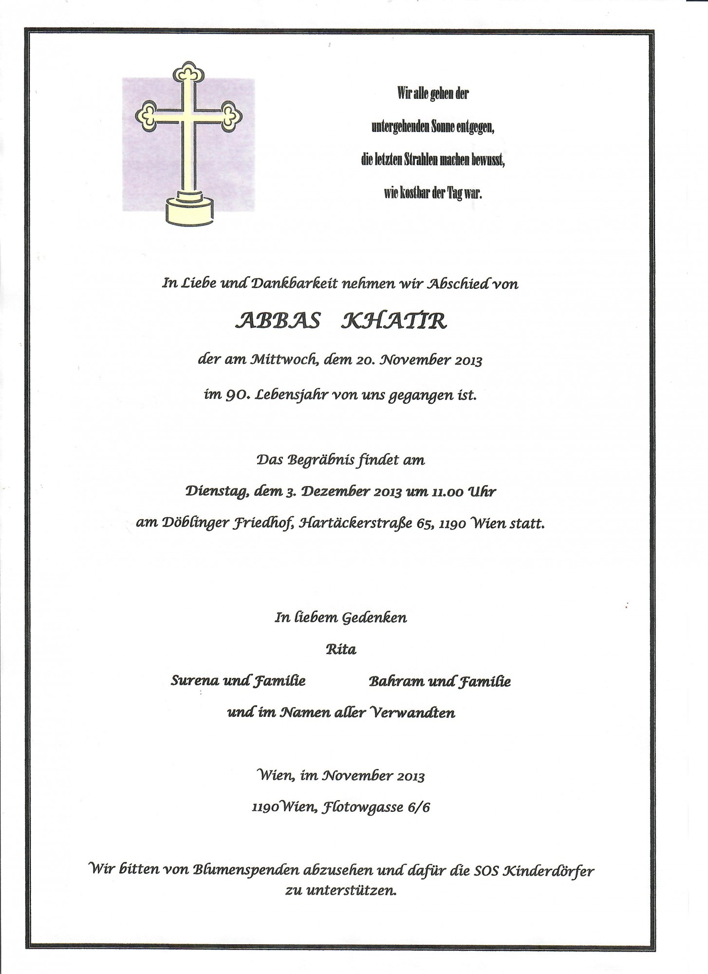 Traueranzeige von Abbas Khatir