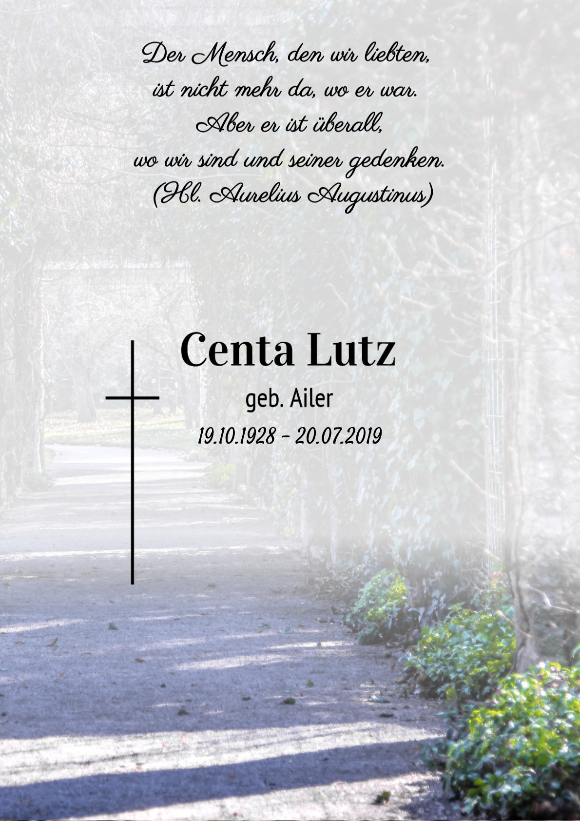 Traueranzeige von Centa Lutz