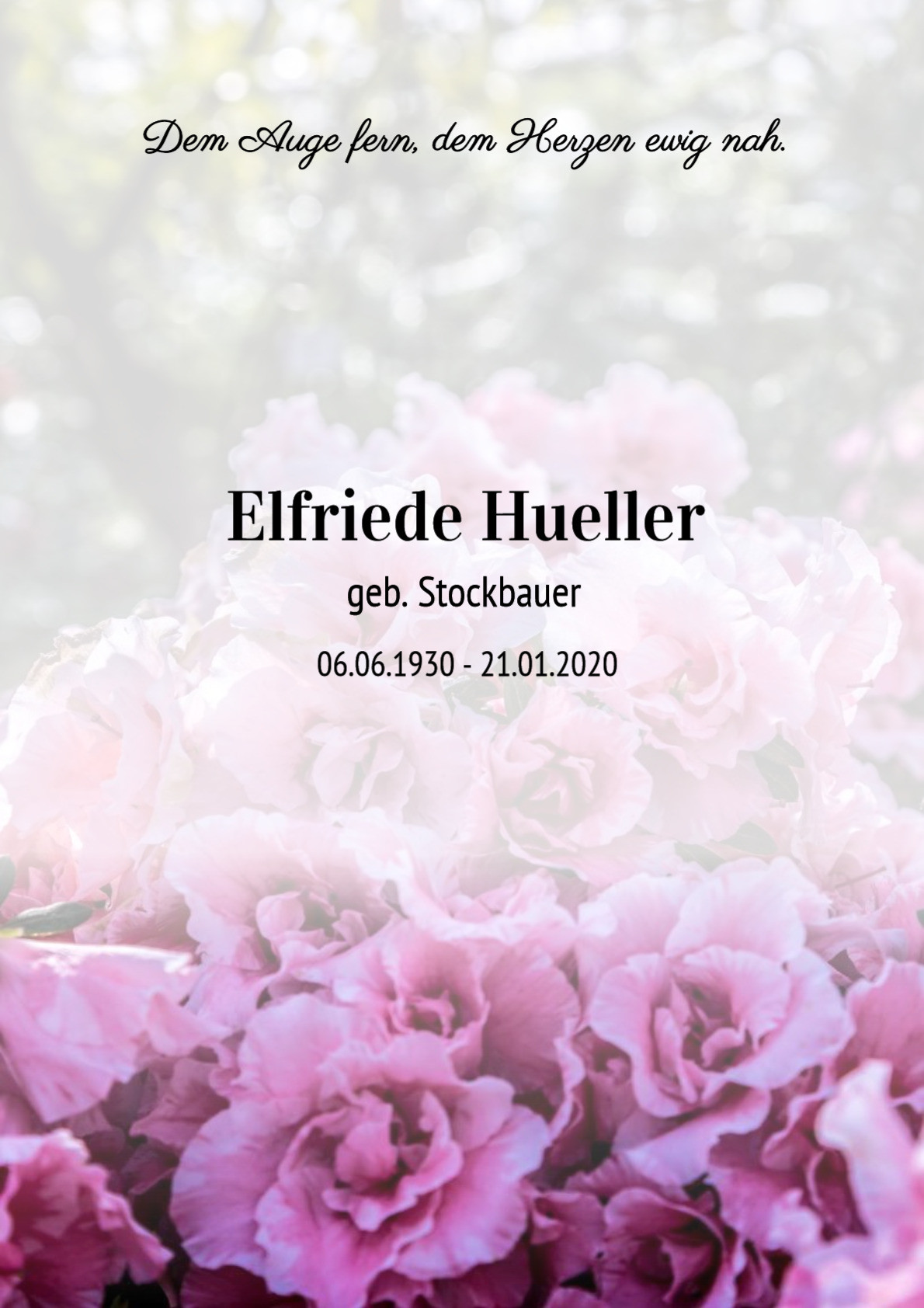 Traueranzeige von Elfriede Hueller