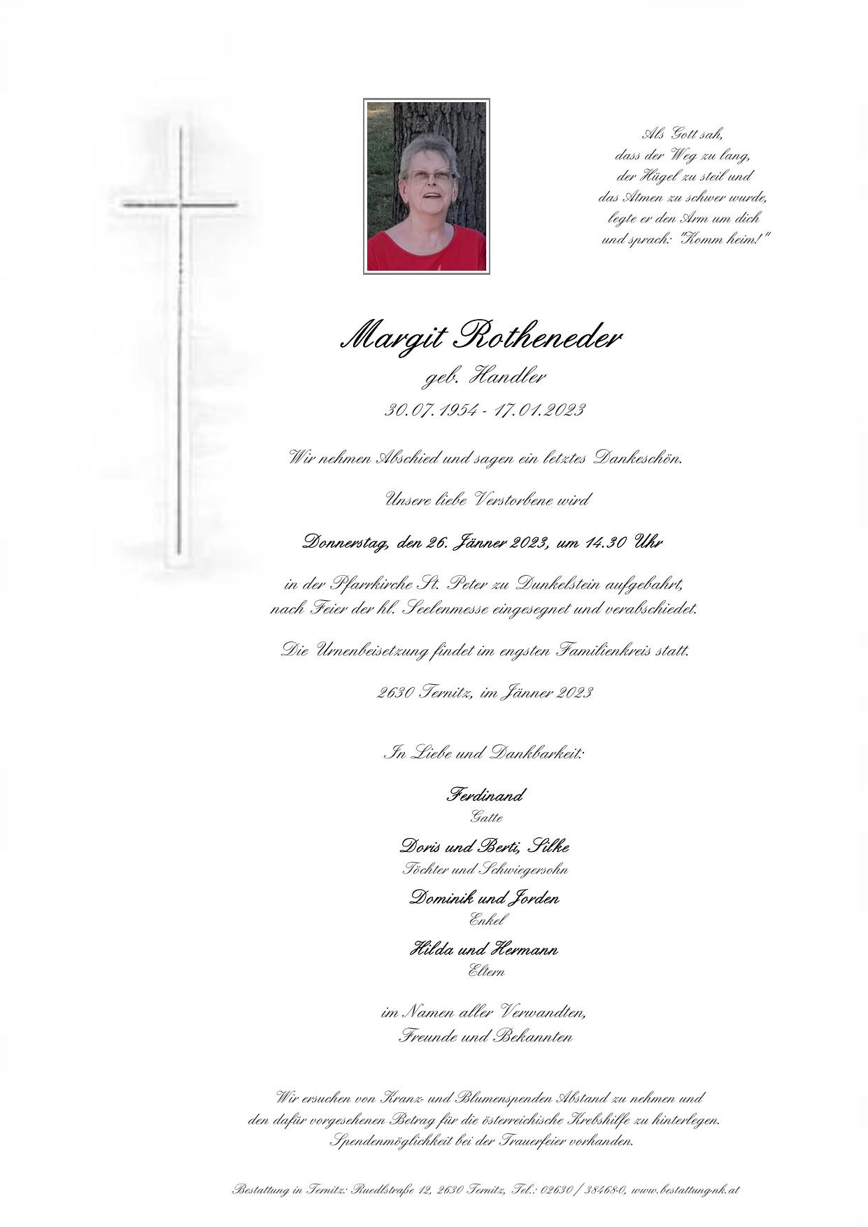 Traueranzeige von Margit Rotheneder