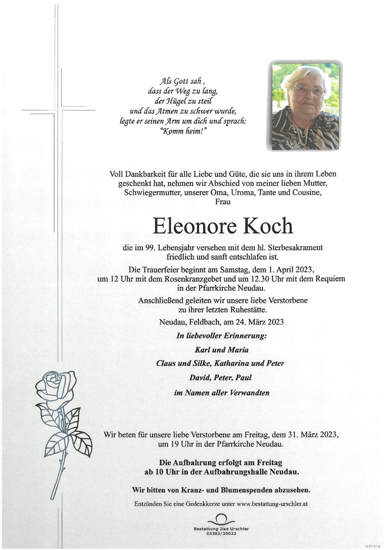 Traueranzeige von Eleonore Koch