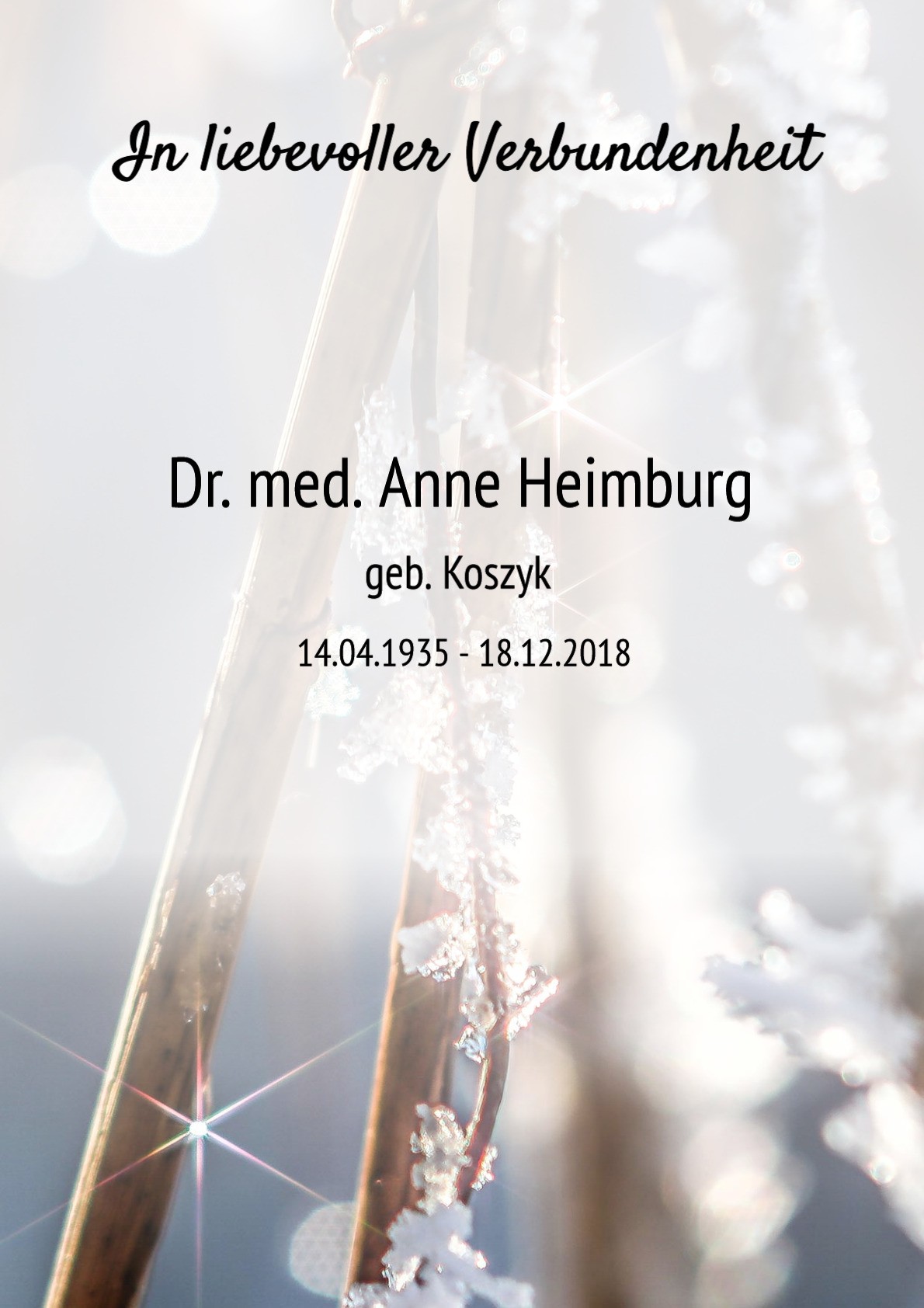 Traueranzeige von Dr. med. Anne Heimburg