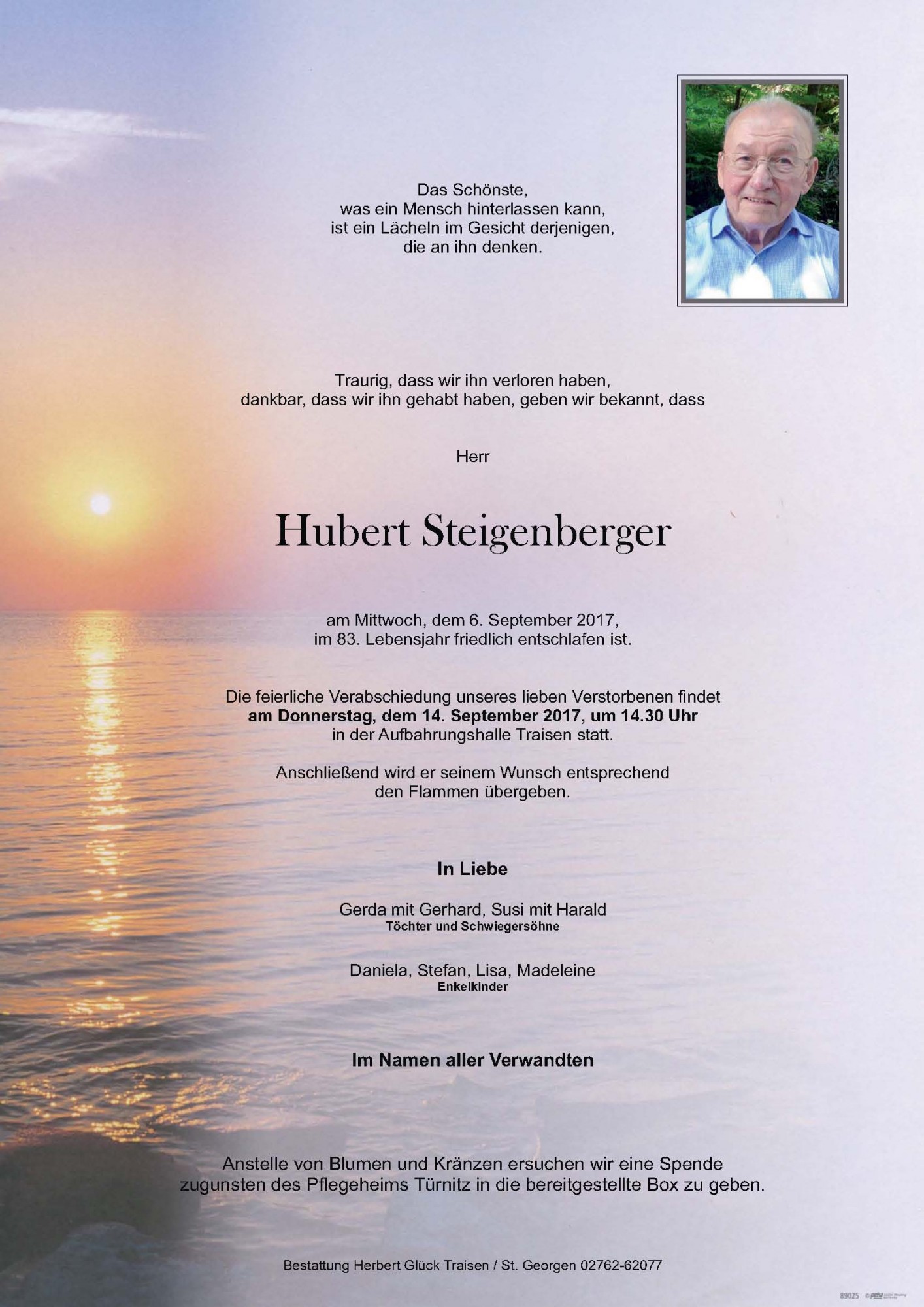 Traueranzeige von Hubert Steigenberger