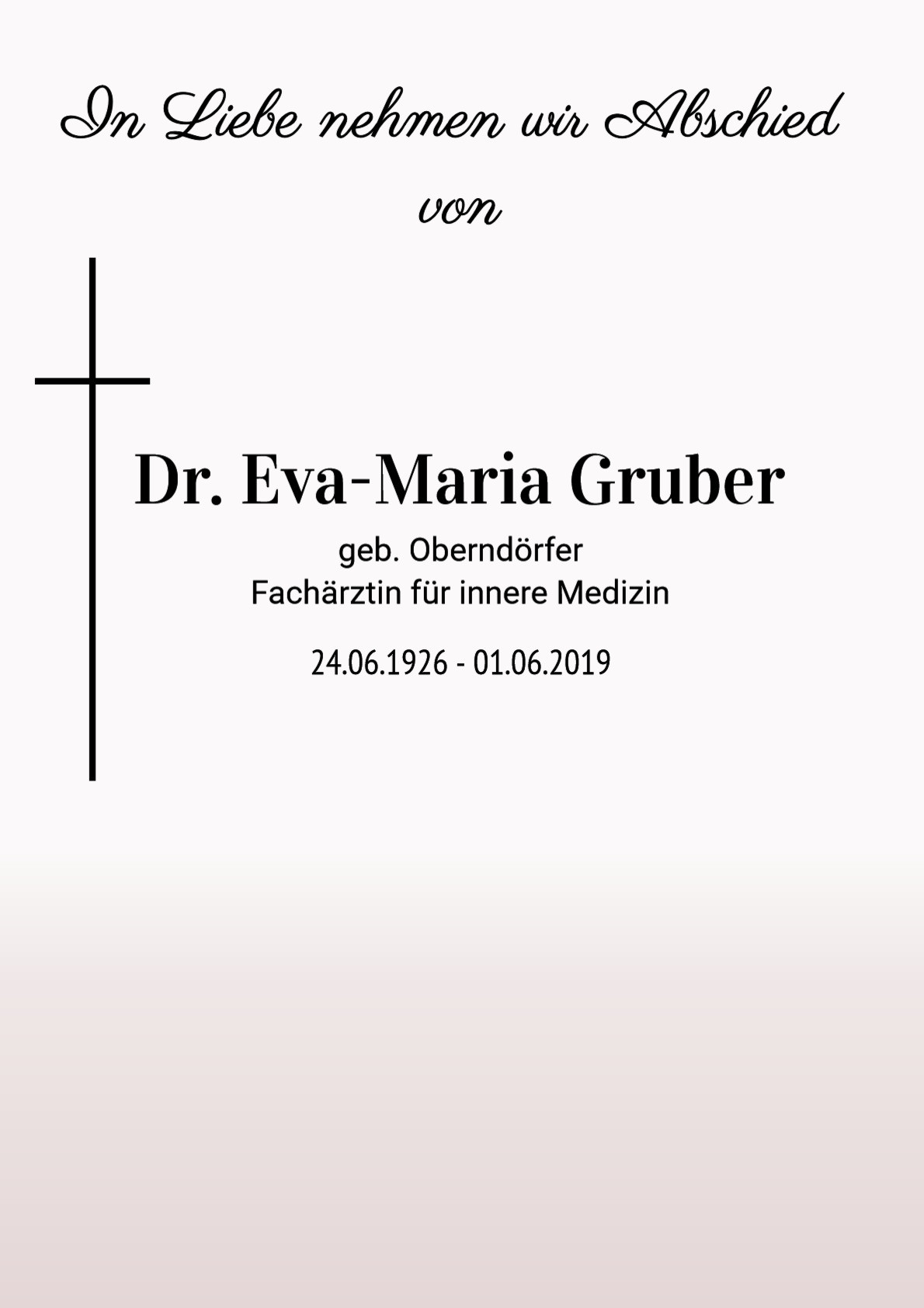 Traueranzeige von Dr. Eva-Maria Gruber