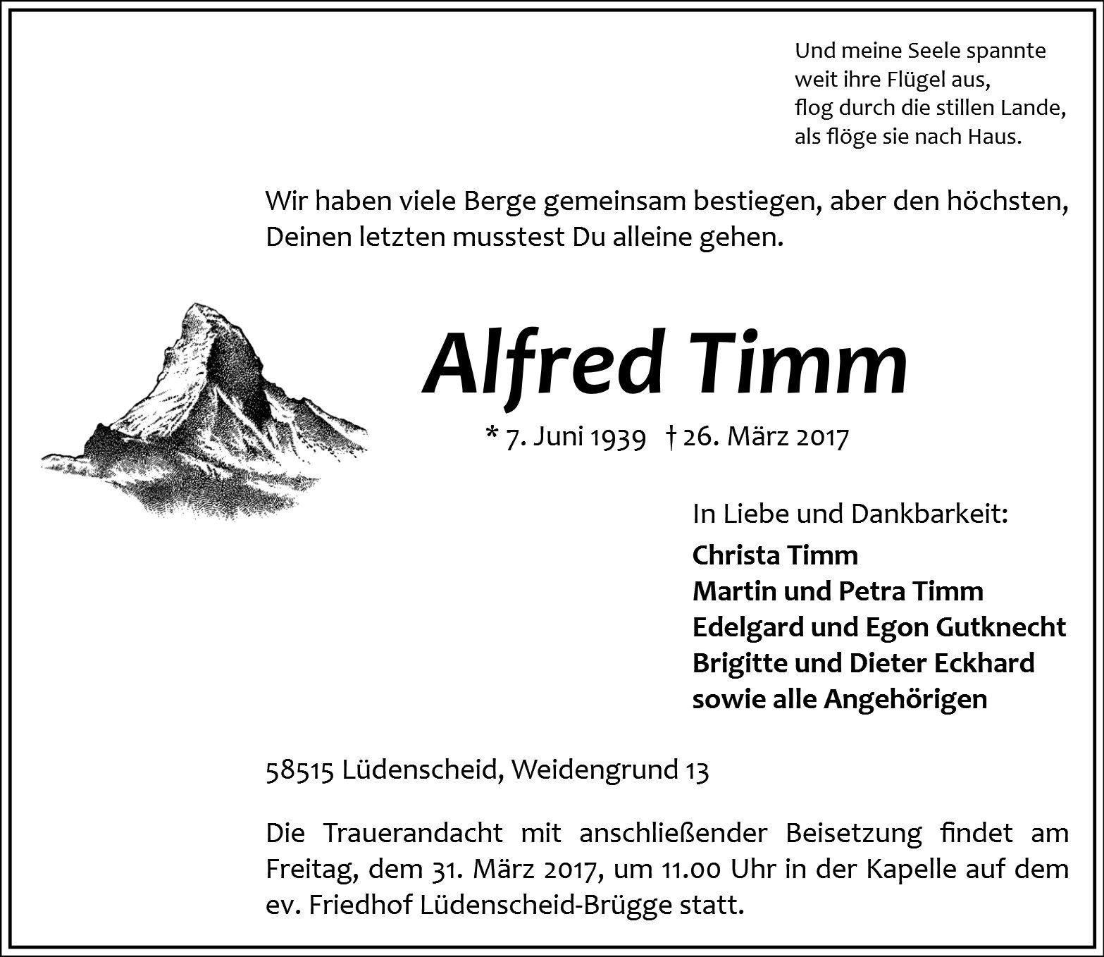Traueranzeige von Alfred Timm