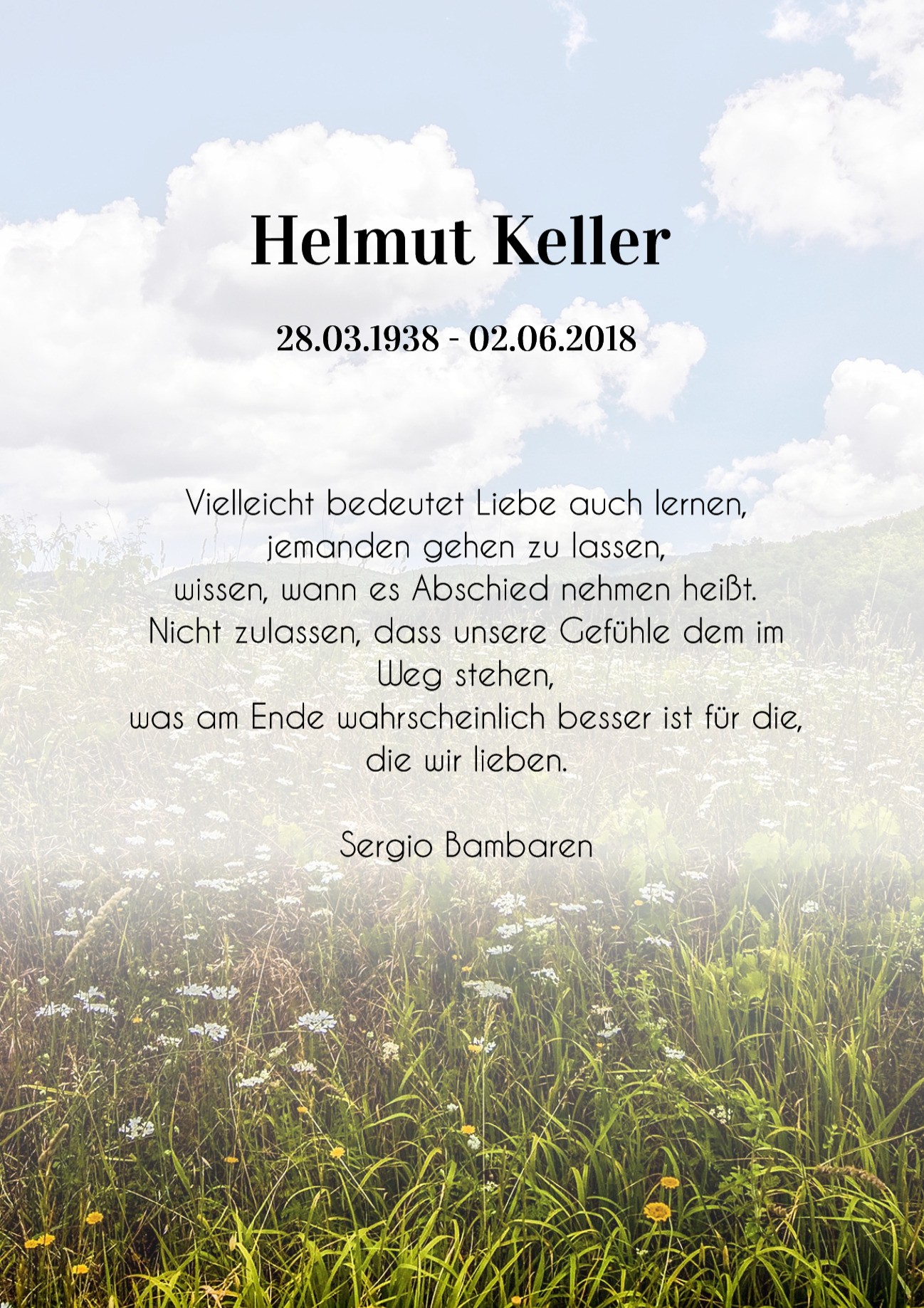 Traueranzeige von Helmut Keller