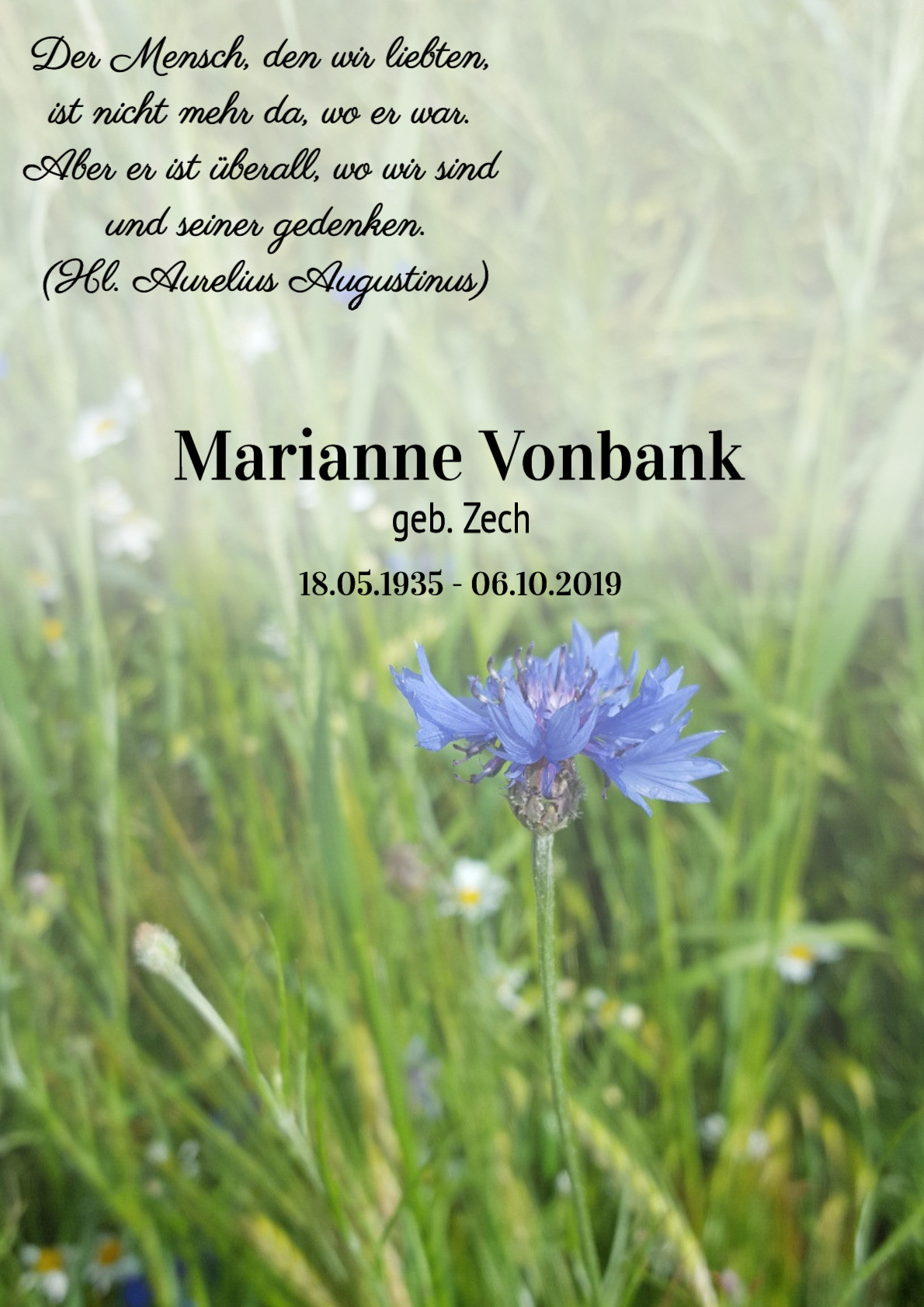 Traueranzeige von Marianne Vonbank