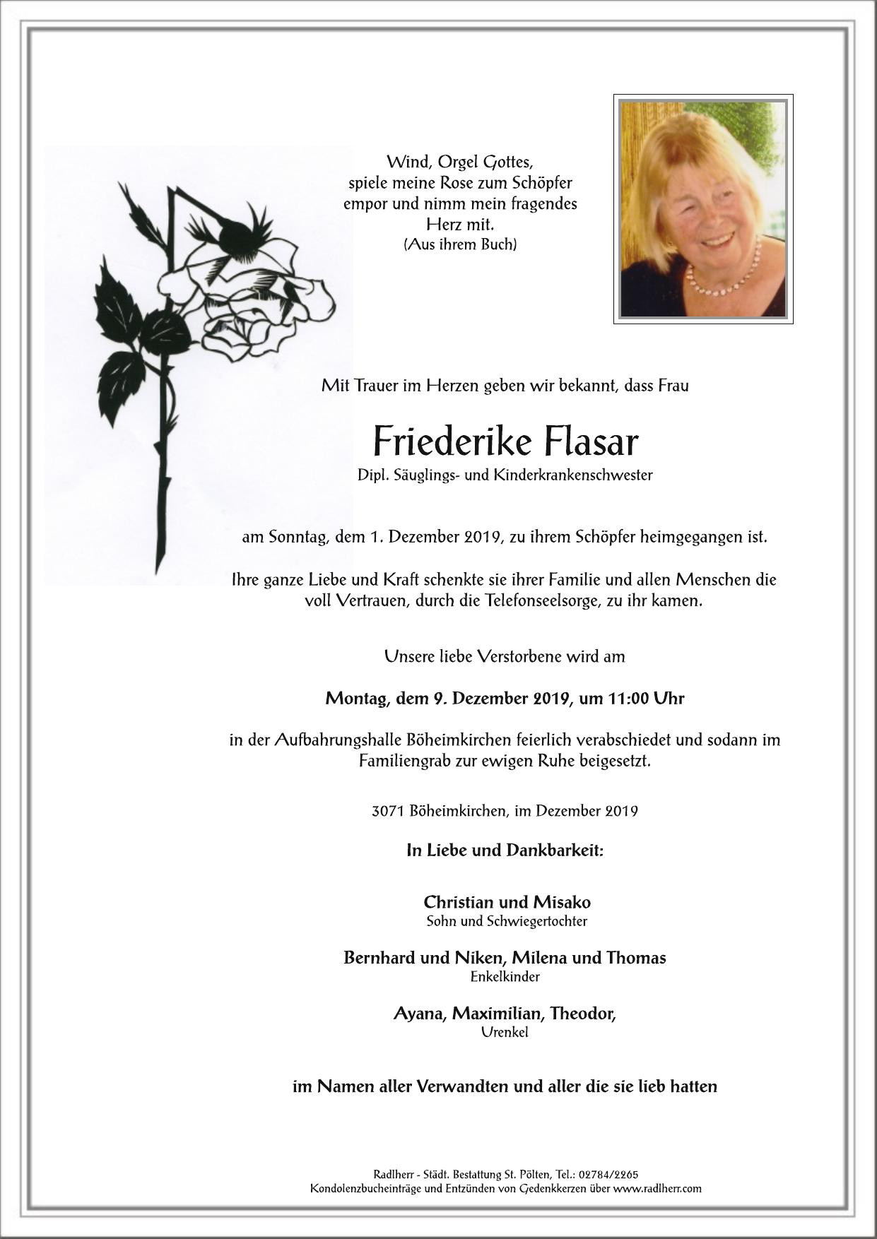 Traueranzeige von Friederike Flasar