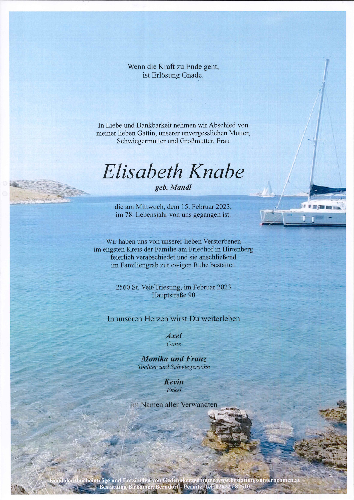 Traueranzeige von Elisabeth Knabe