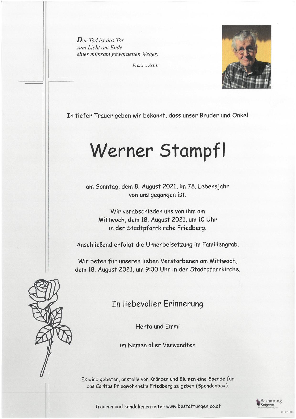 Traueranzeige von Werner Stampfl