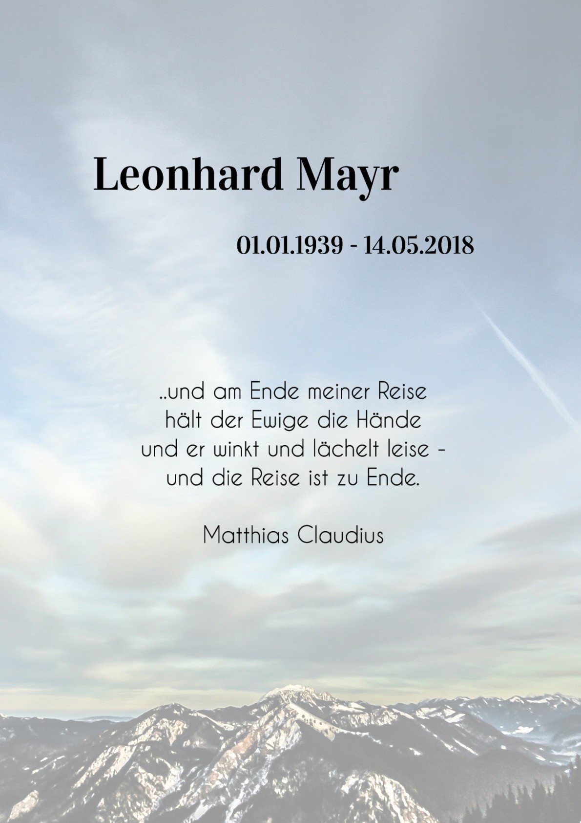 Traueranzeige von Leonhard Mayr
