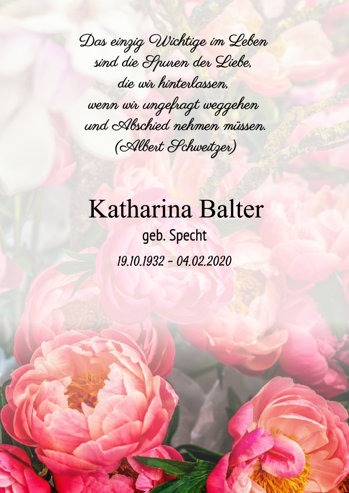 Traueranzeige von Katharina Balter