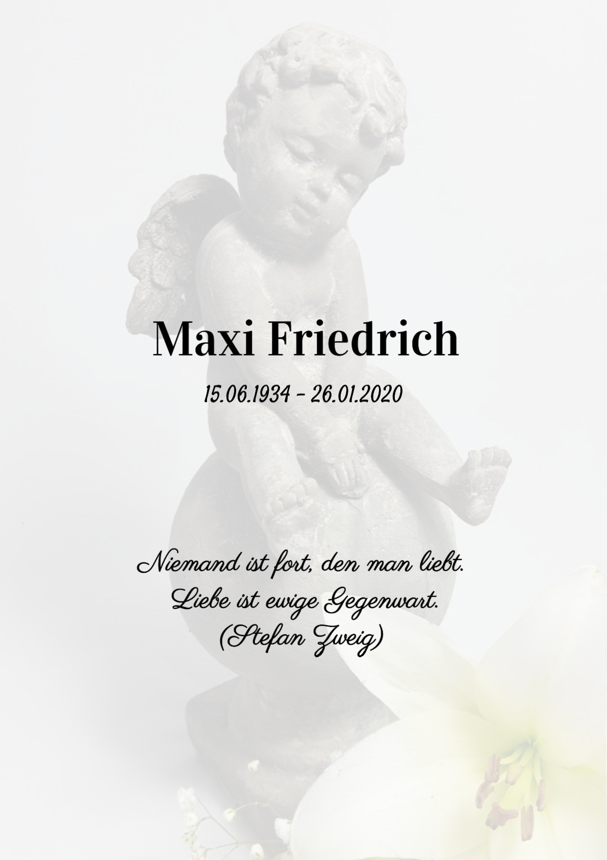 Traueranzeige von Maxi Friedrich