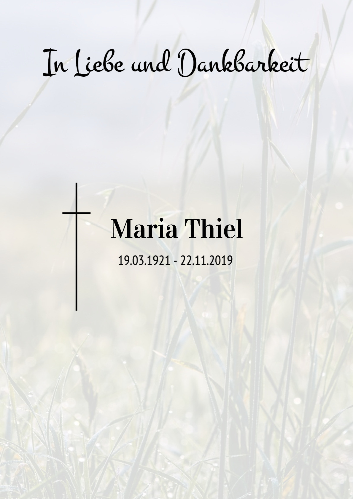 Traueranzeige von Maria Thiel
