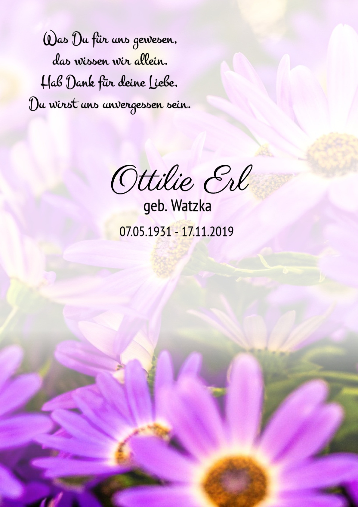 Traueranzeige von Ottilie Erl