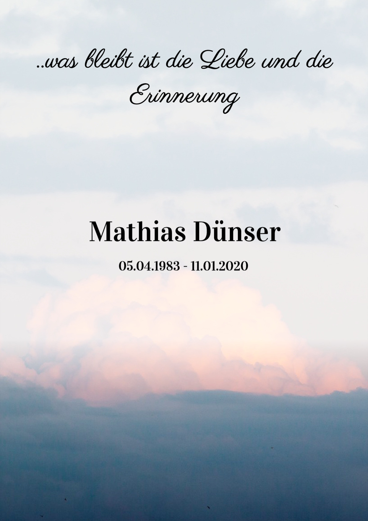 Traueranzeige von Mathias Dünser