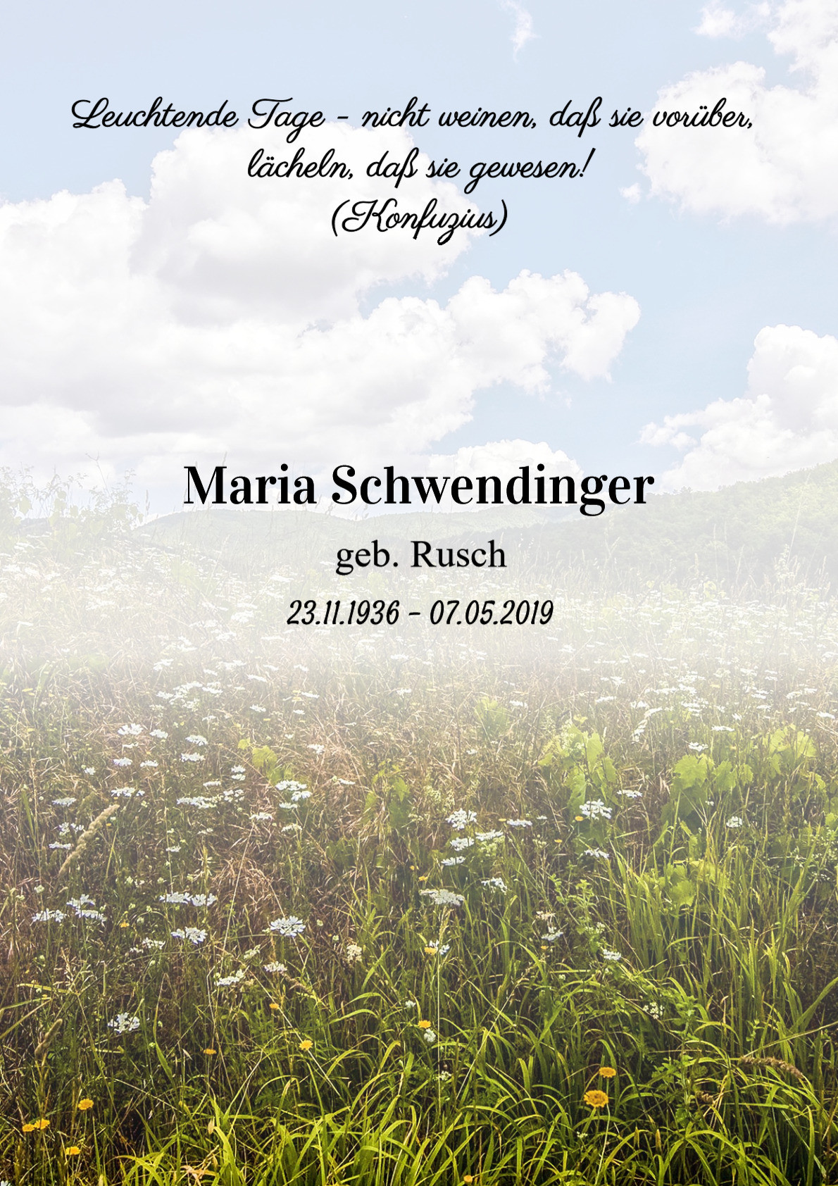 Traueranzeige von Maria Schwendinger