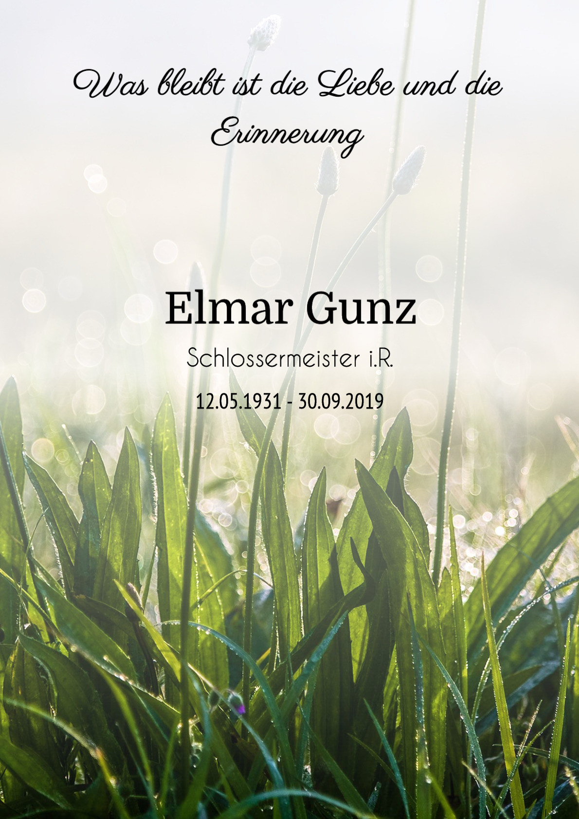 Traueranzeige von Elmar Gunz