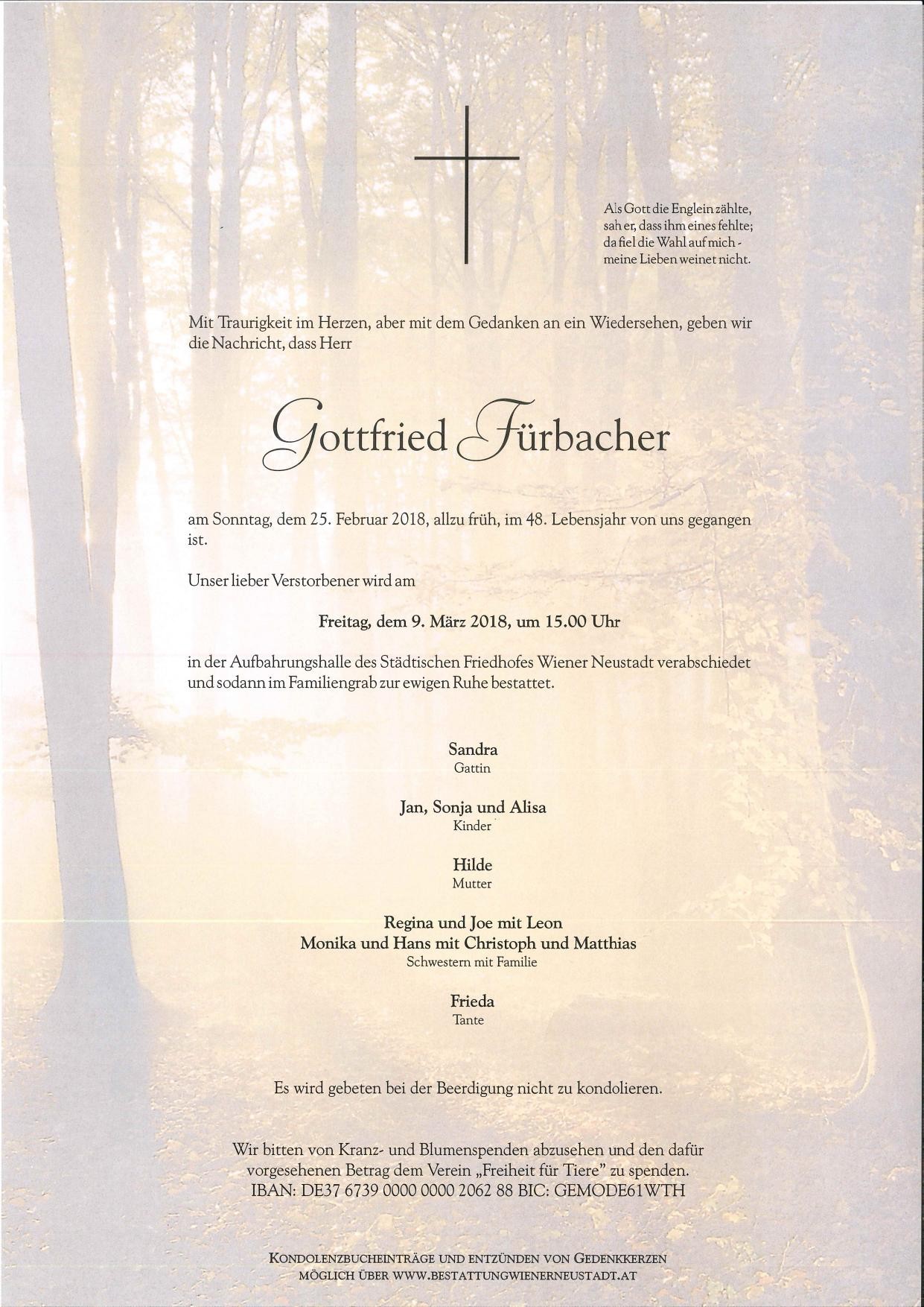 Traueranzeige von Gottfried Fürbacher