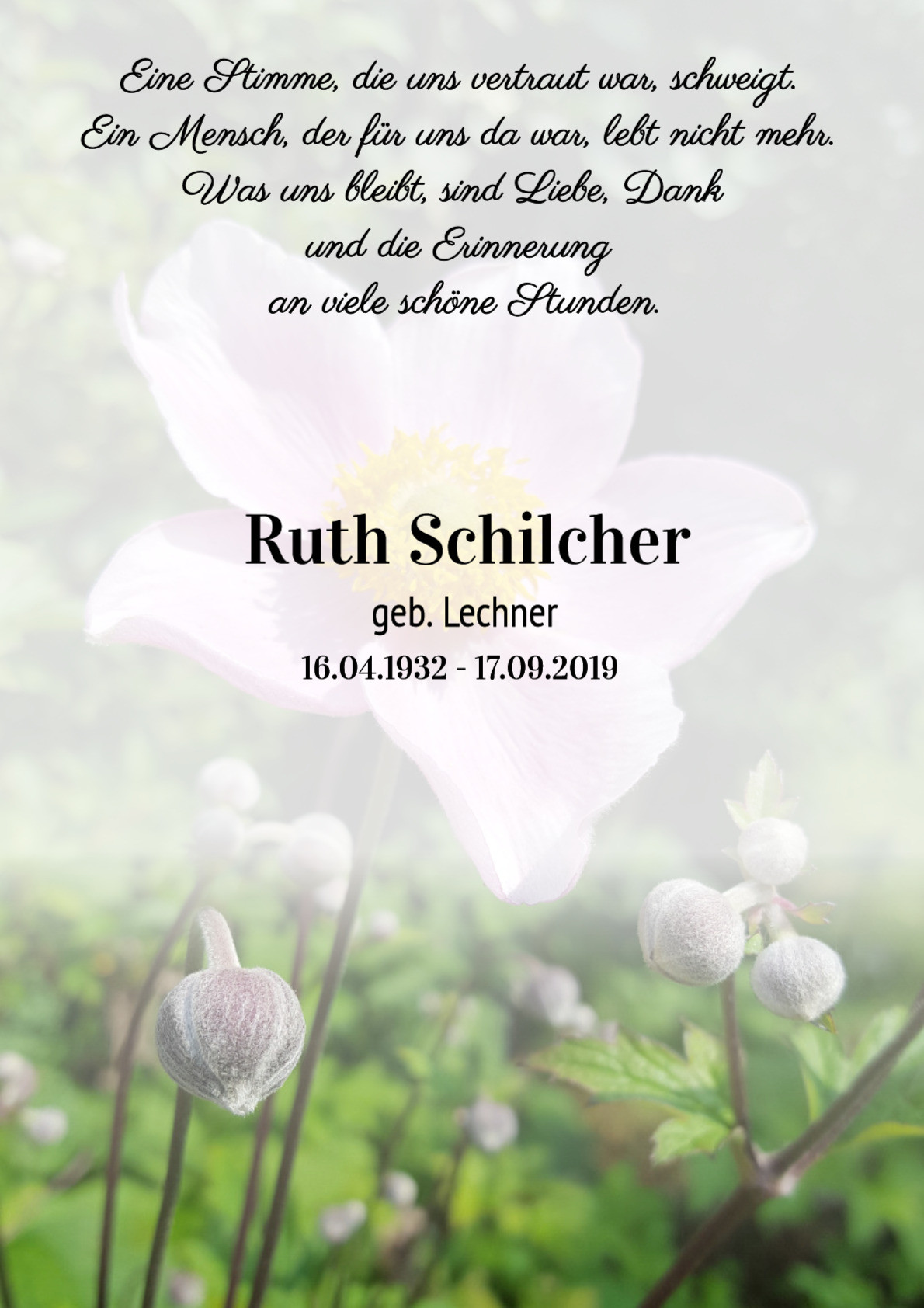 Traueranzeige von Ruth Schilcher