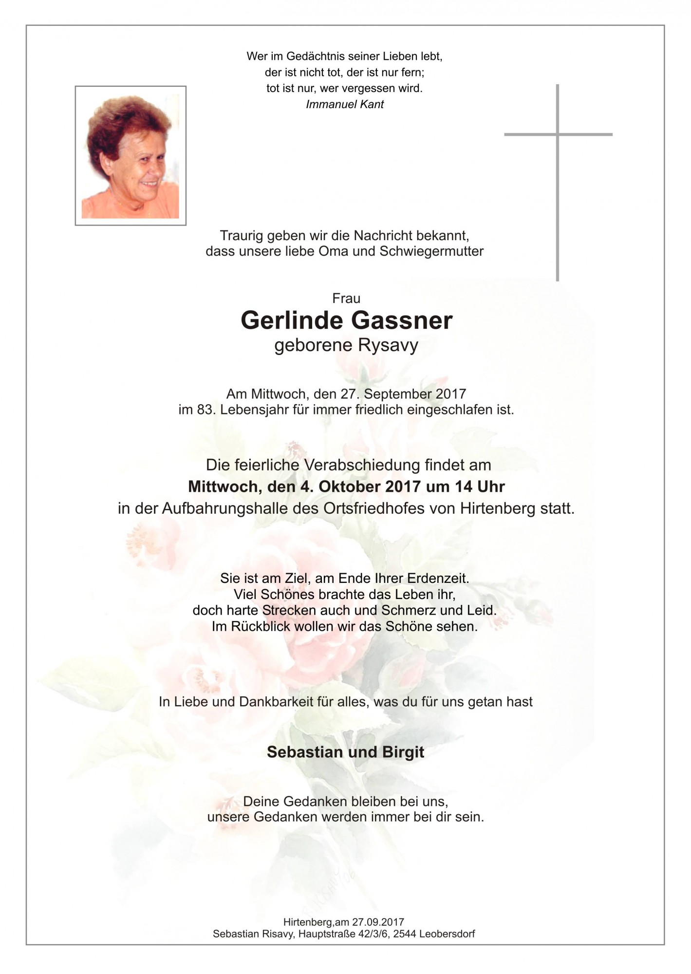 Traueranzeige von Gerlinde Gassner