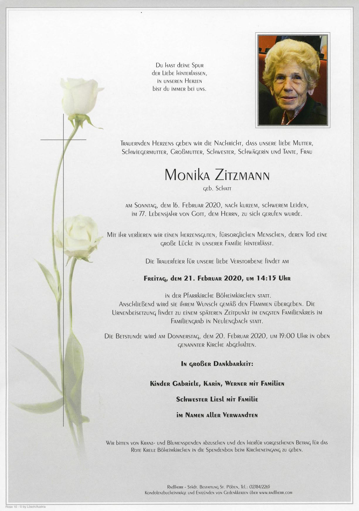 Traueranzeige von Monika Zitzmann