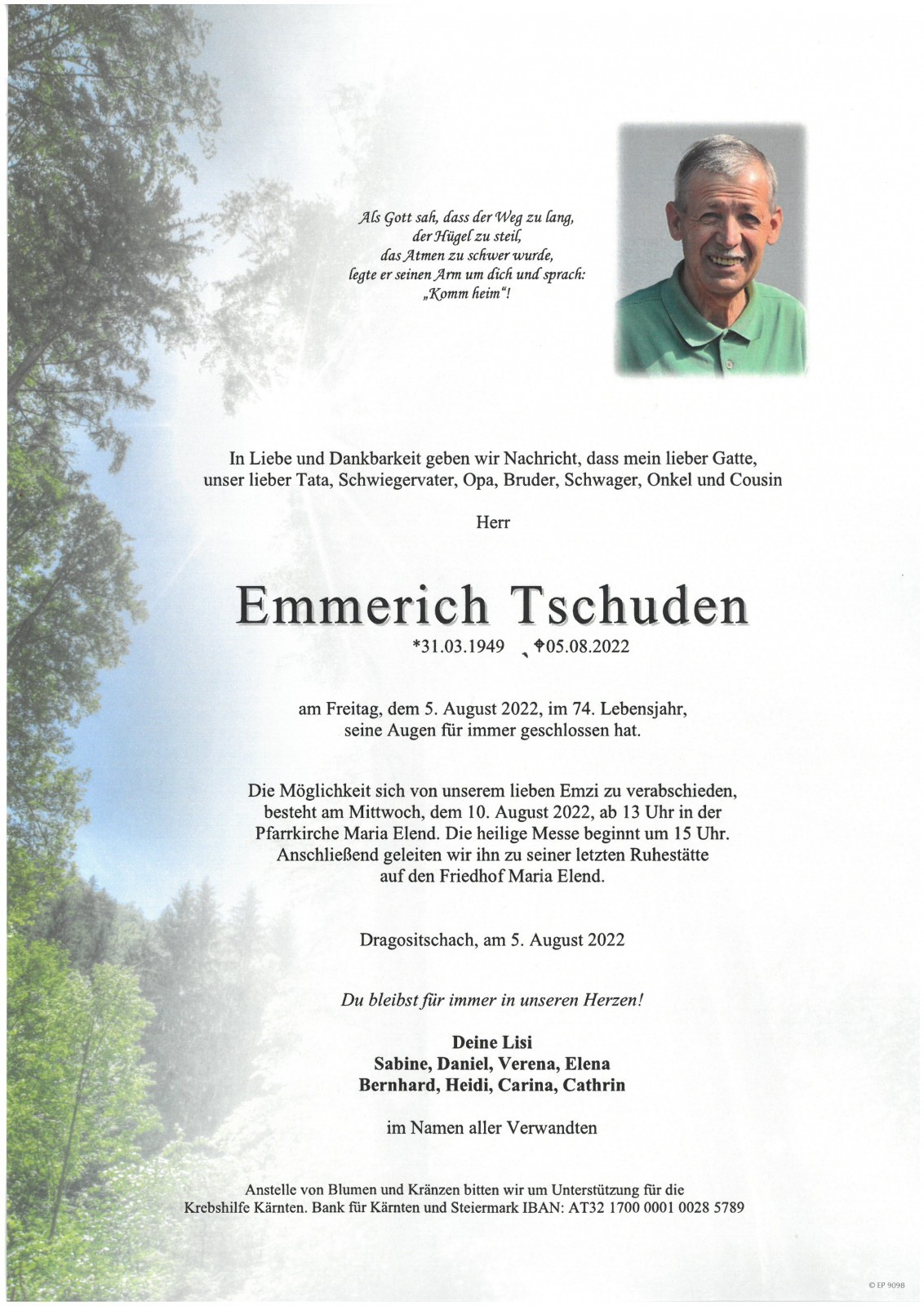Traueranzeige von Emmerich Tschuden