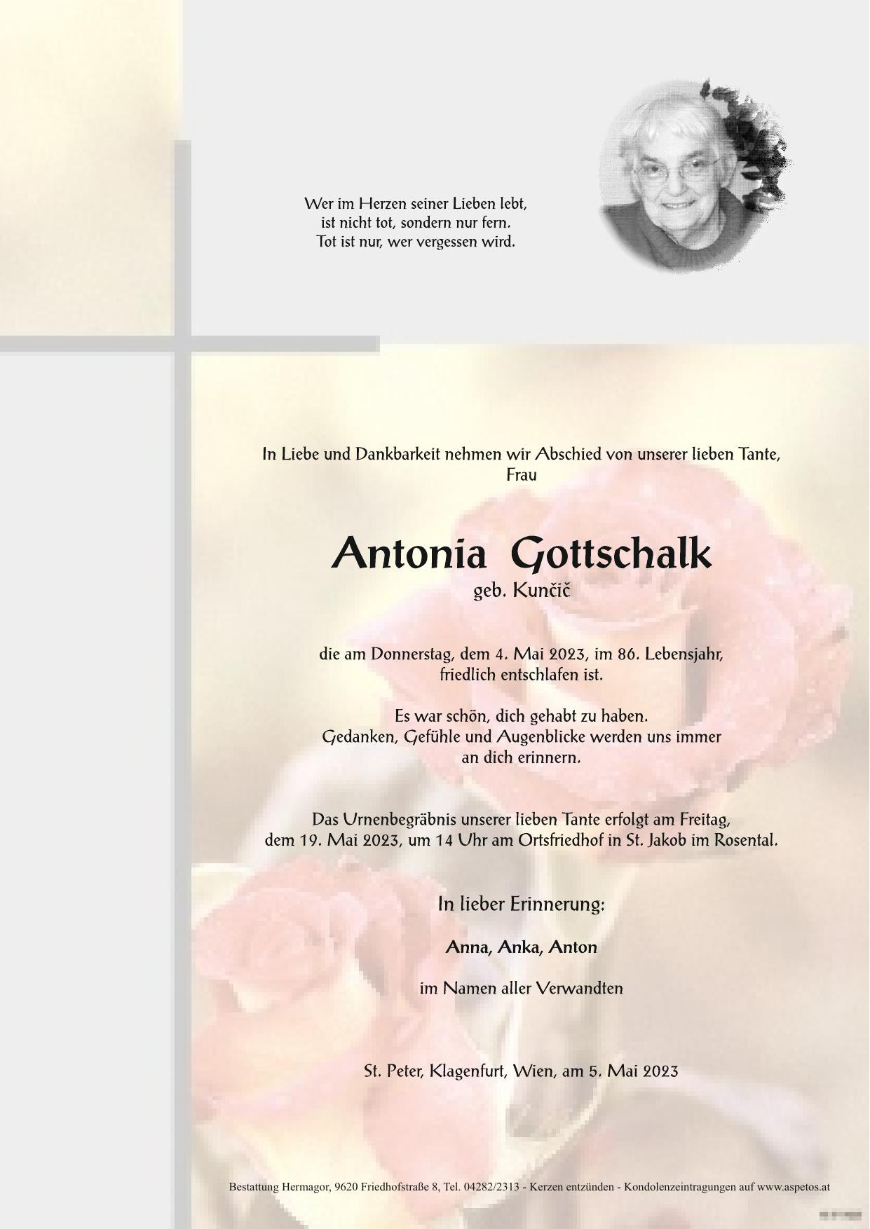 Traueranzeige von Antonia Gottschalk