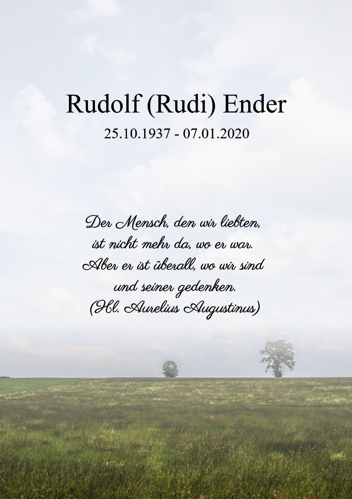 Traueranzeige von Rudolf (Rudi) Ender