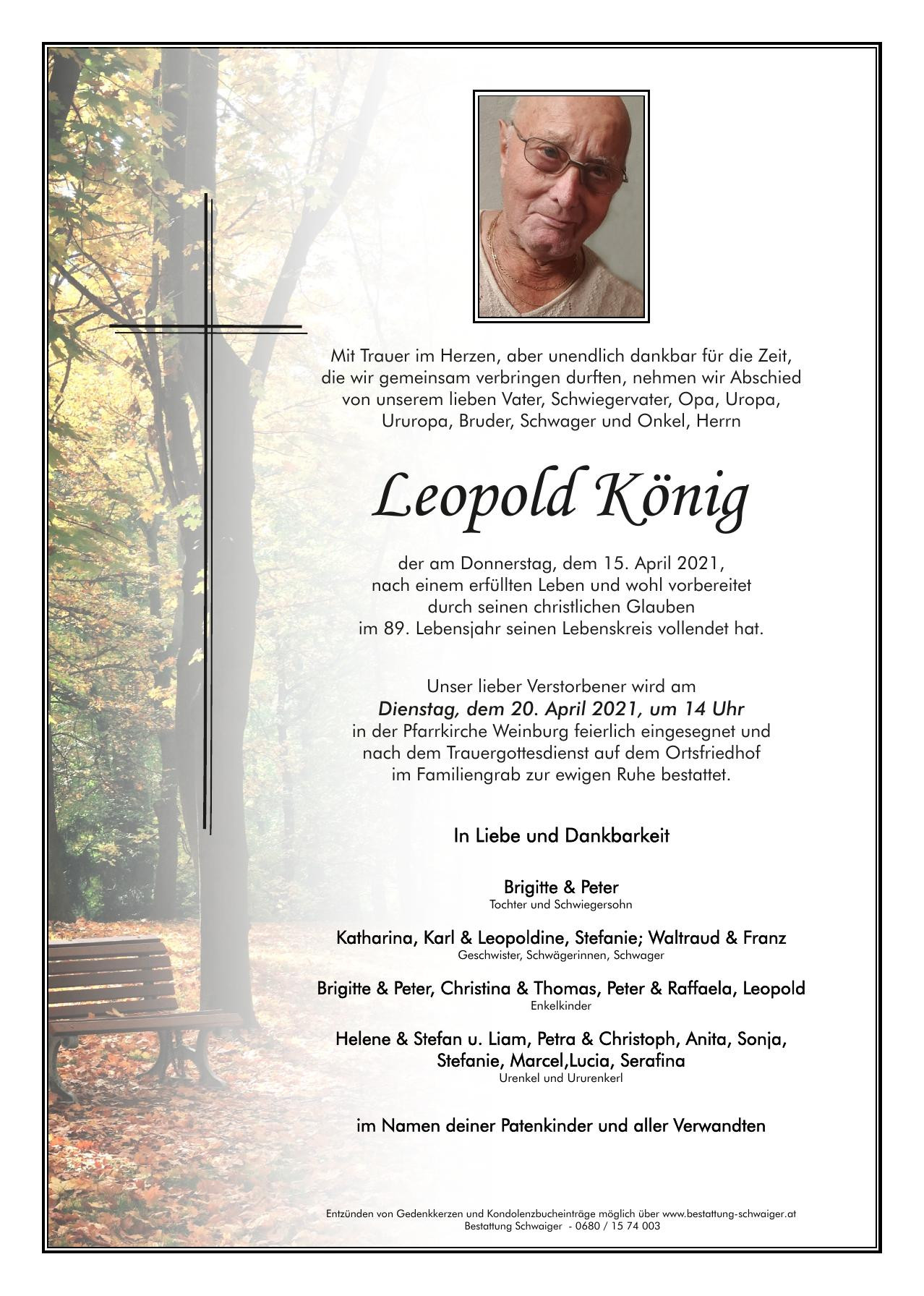 Traueranzeige von Leopold König