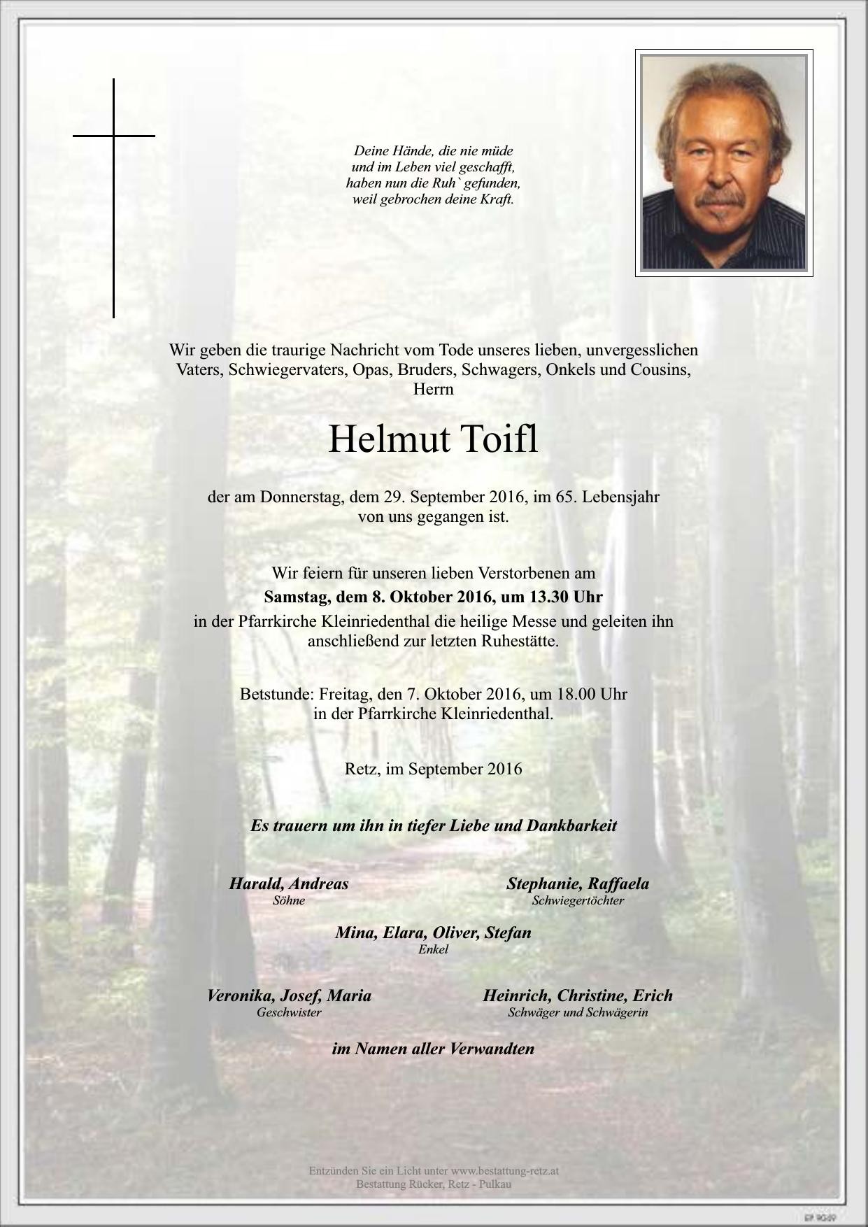 Traueranzeige von Helmut Toifl