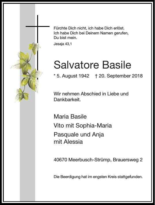 Traueranzeige von Salvatore Basile